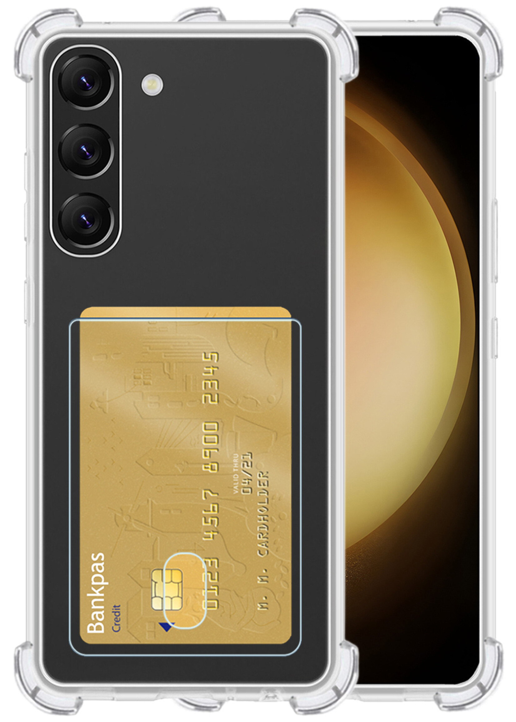 LUQ Hoesje Geschikt voor Samsung S23 Plus Hoesje Case Pashouder Cover Siliconen - Hoes Geschikt voor Samsung Galaxy S23 Plus Hoesje Met Kaarthouder - Transparant