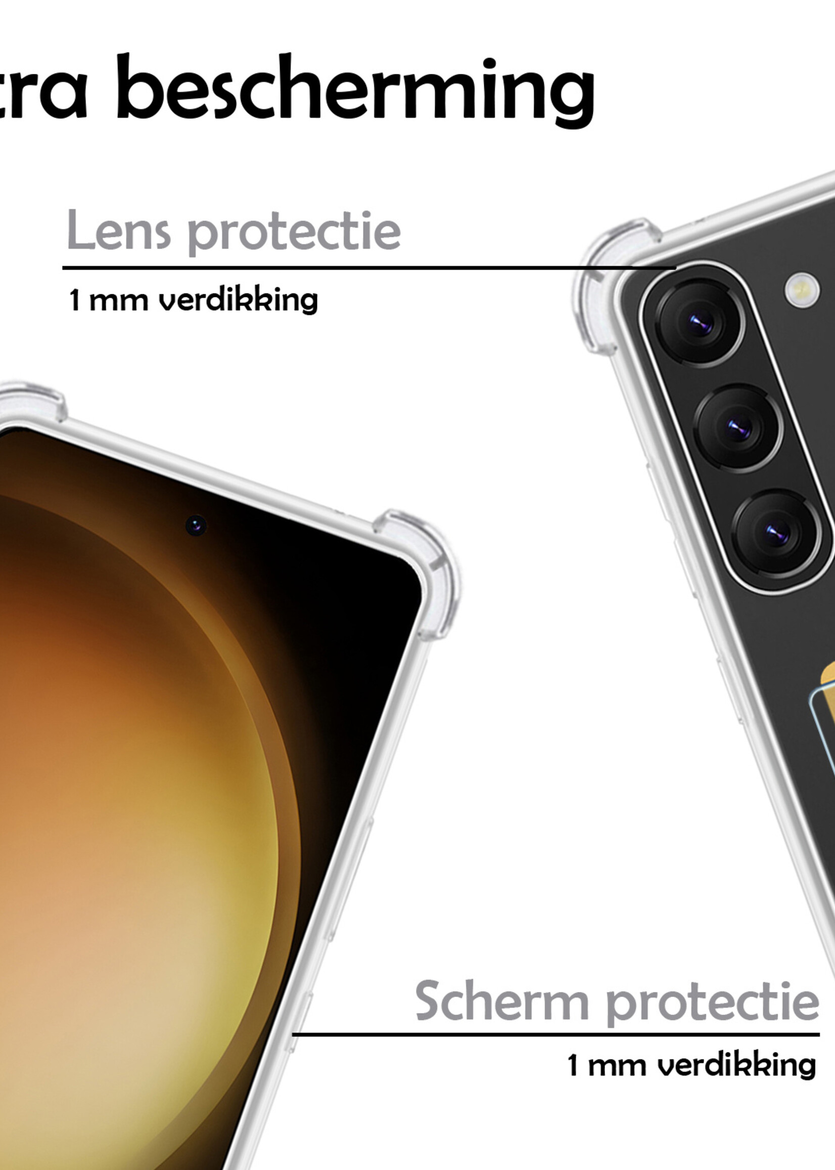 LUQ Hoesje Geschikt voor Samsung S23 Plus Hoesje Case Pashouder Cover Siliconen - Hoes Geschikt voor Samsung Galaxy S23 Plus Hoesje Met Kaarthouder - Transparant - 2 Stuks