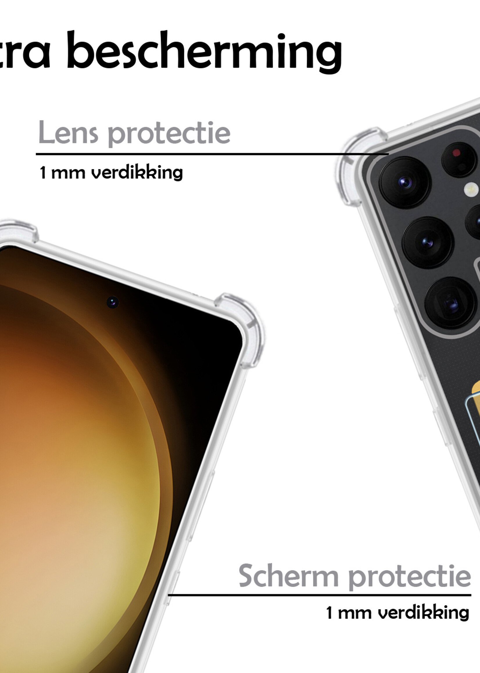 LUQ Hoesje Geschikt voor Samsung S23 Ultra Hoesje Case Pashouder Cover Siliconen Met Screenprotector - Hoes Geschikt voor Samsung Galaxy S23 Ultra Hoesje Met Kaarthouder- Transparant