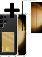 LUQ LUQ Samsung Galaxy S23 Ultra Hoesje Pashouder Met Screenprotector