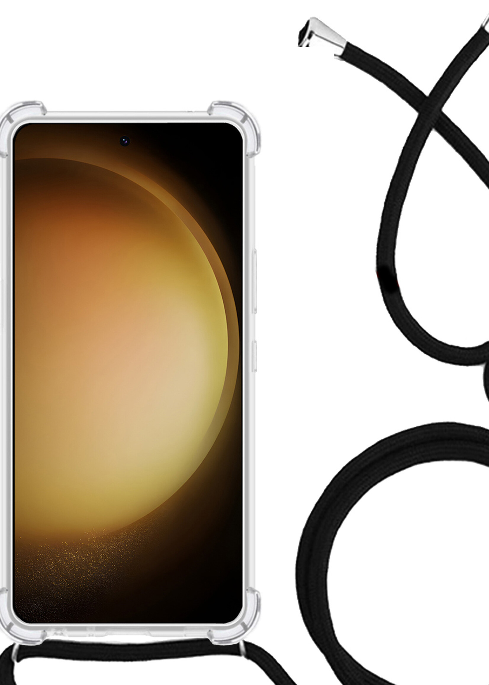 LUQ Hoesje Geschikt voor Samsung S23 Plus Hoesje Shockproof Case Siliconen Hoes Met Koord - Transparant