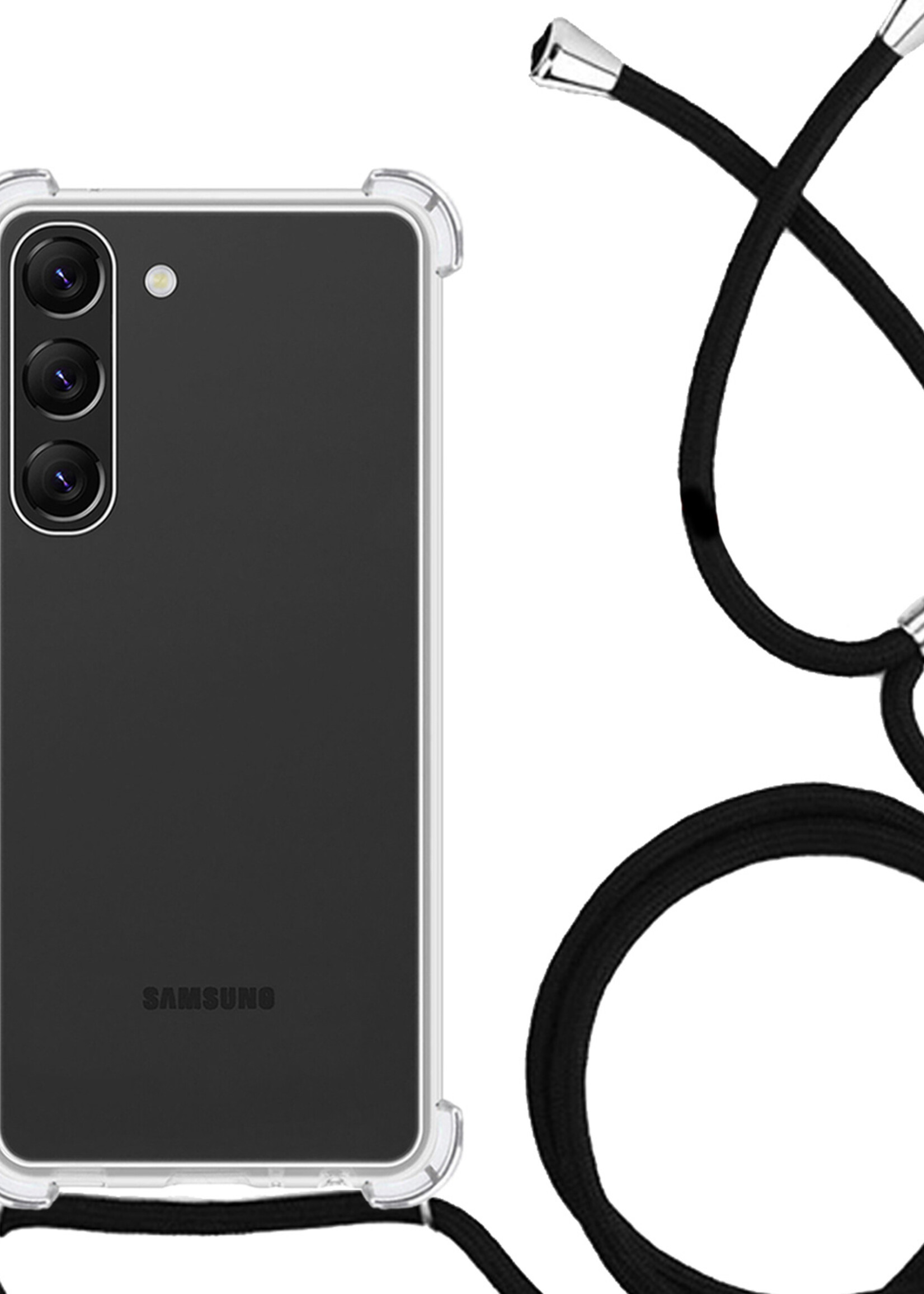 LUQ Hoesje Geschikt voor Samsung S23 Plus Hoesje Shockproof Case Siliconen Hoes Met Koord - Transparant