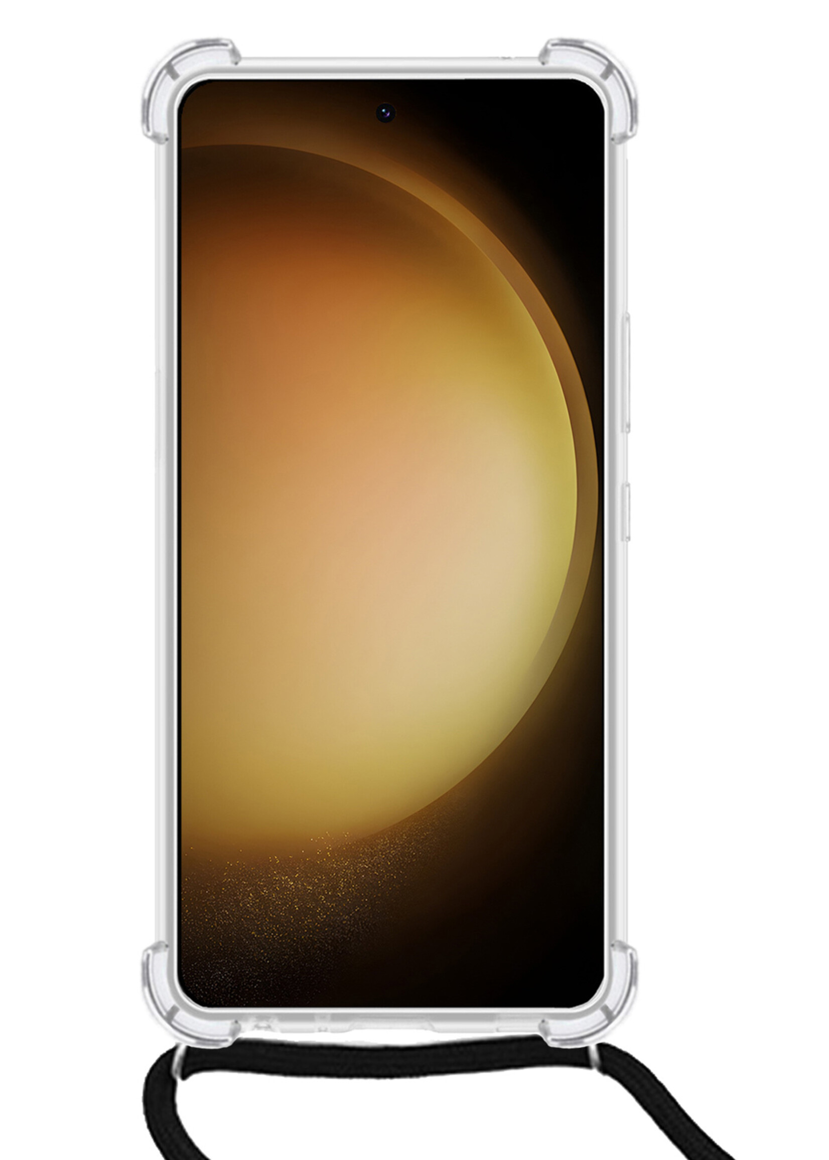 LUQ Hoesje Geschikt voor Samsung S23 Plus Hoesje Shockproof Case Siliconen Hoes Met Koord - Transparant