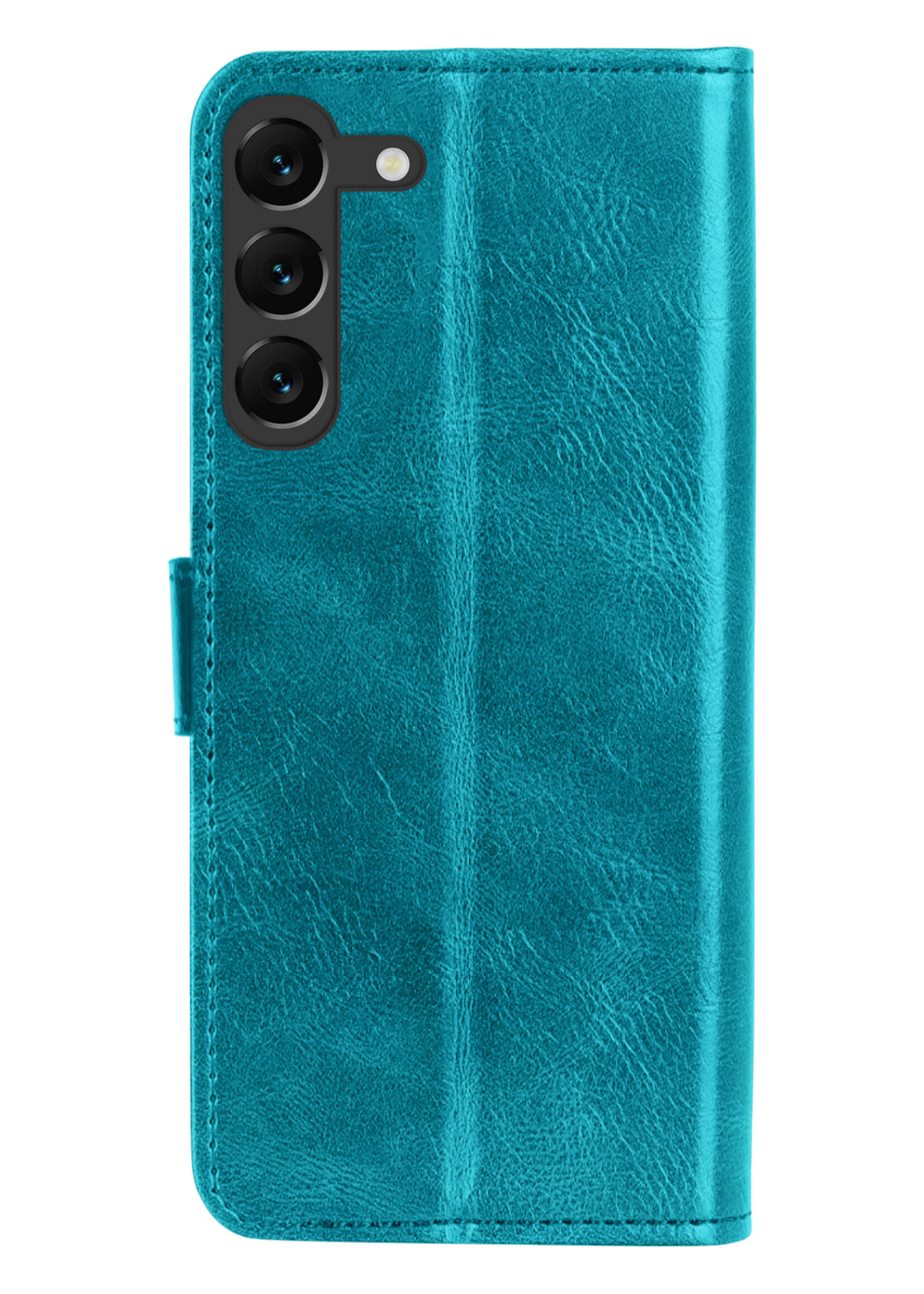 LUQ Hoesje Geschikt voor Samsung S23 Hoesje Book Case Hoes Wallet Cover - Hoes Geschikt voor Samsung Galaxy S23 Hoesje Bookcase Hoes - Turquoise