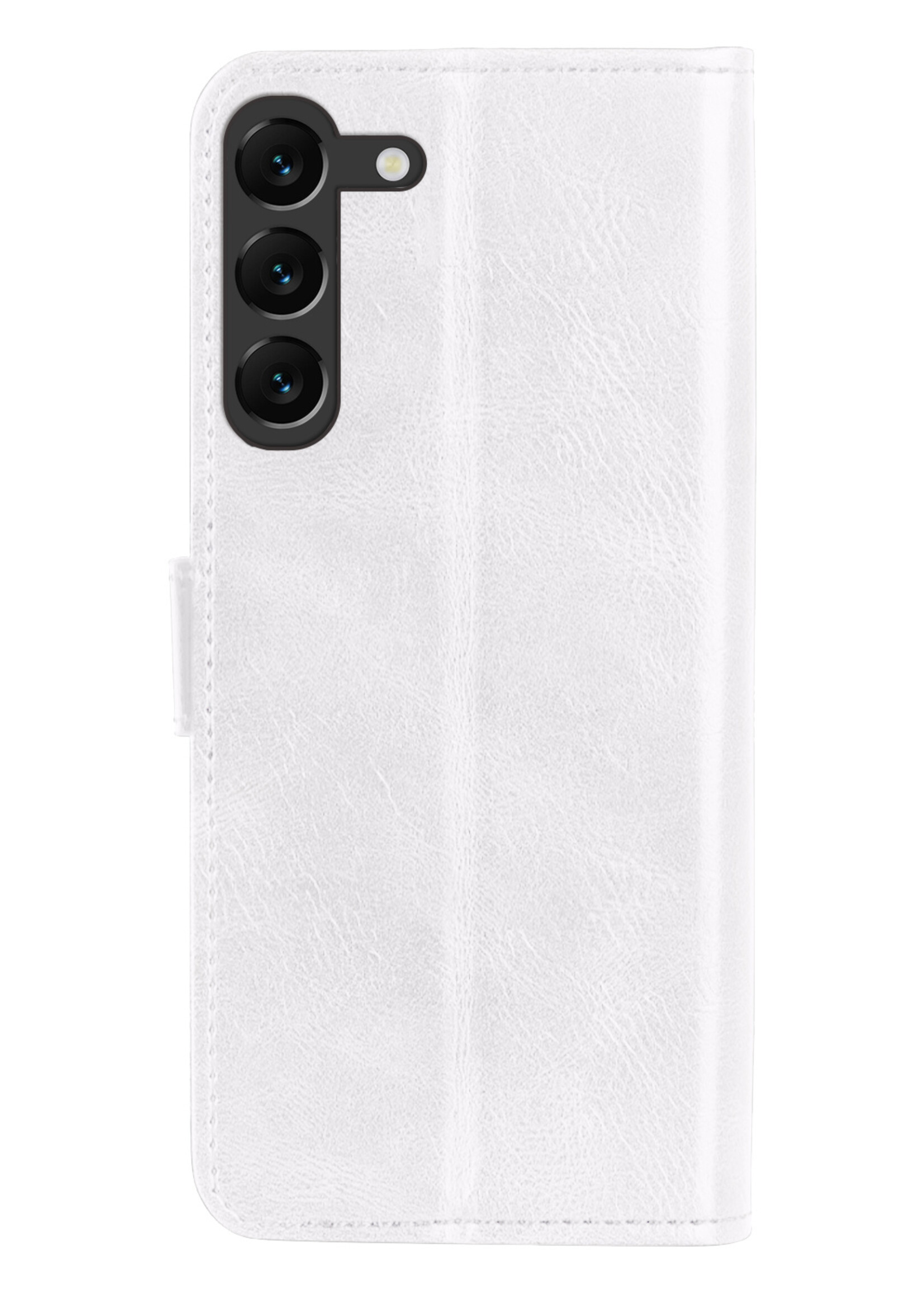 LUQ Hoesje Geschikt voor Samsung S23 Hoesje Book Case Hoes Wallet Cover - Hoes Geschikt voor Samsung Galaxy S23 Hoesje Bookcase Hoes - Wit