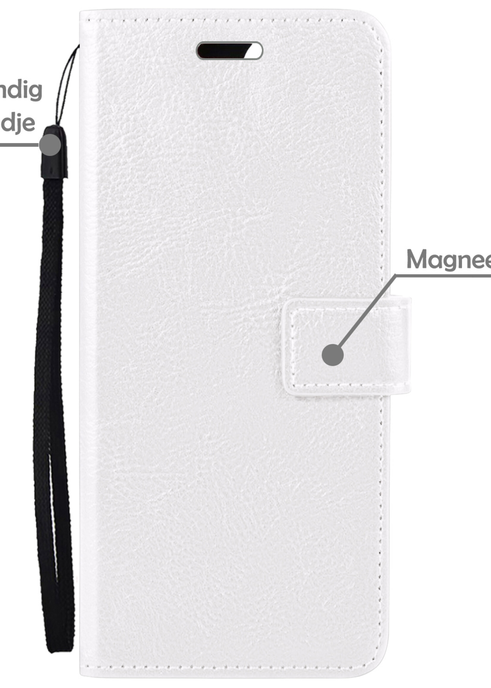 LUQ Hoesje Geschikt voor Samsung S23 Hoesje Book Case Hoes Wallet Cover - Hoes Geschikt voor Samsung Galaxy S23 Hoesje Bookcase Hoes - Wit