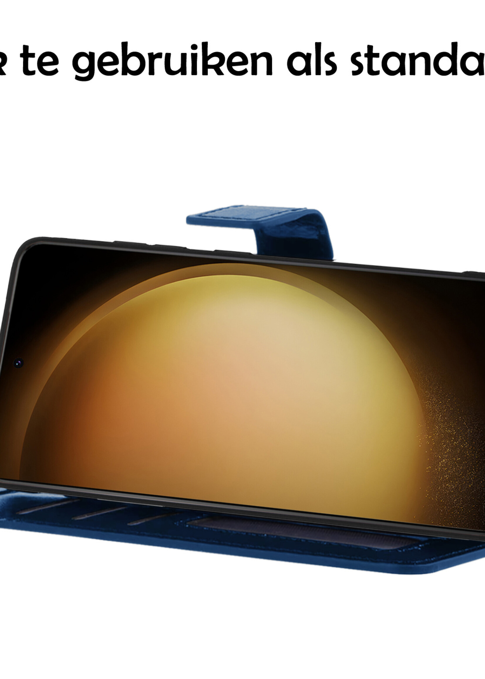 LUQ Hoesje Geschikt voor Samsung S23 Plus Hoesje Book Case Hoes Wallet Cover - Hoes Geschikt voor Samsung Galaxy S23 Plus Hoesje Bookcase Hoes - Donkerblauw