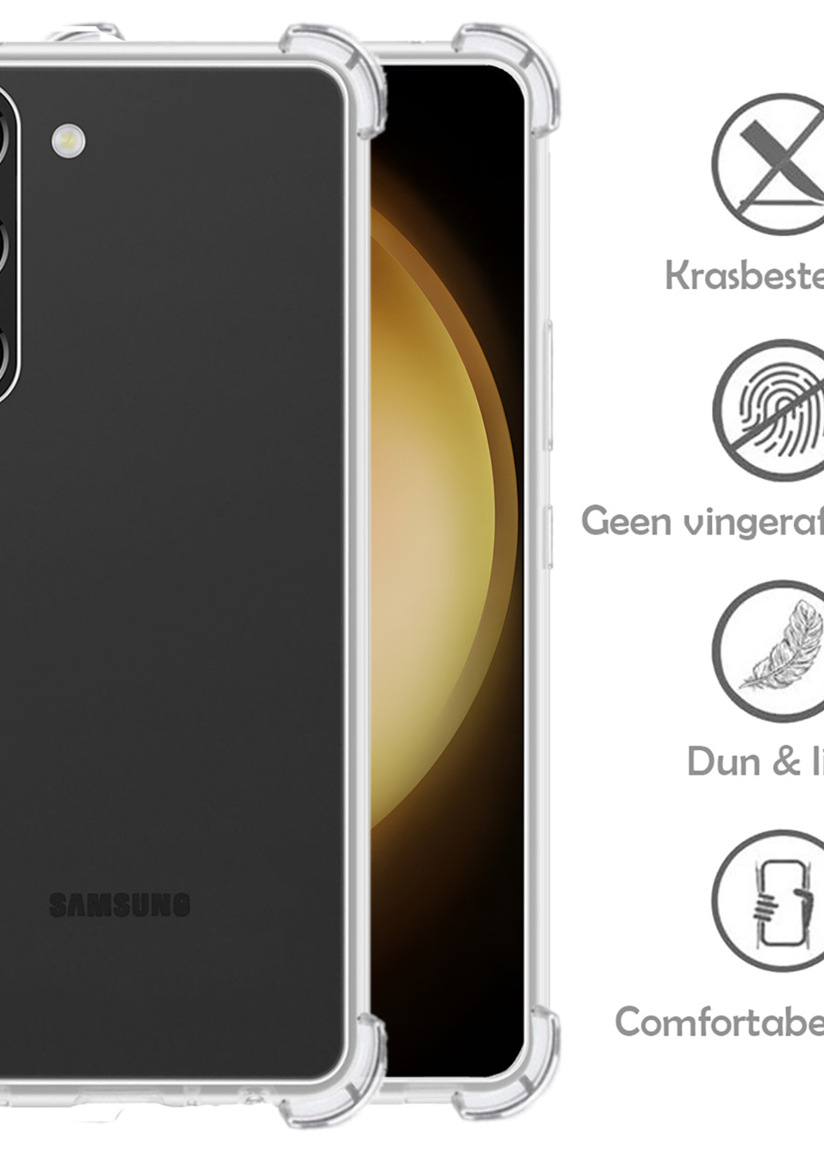 LUQ Hoesje Geschikt voor Samsung S23 Hoesje Shockproof Case Siliconen - Hoes Geschikt voor Samsung Galaxy S23 Hoes Cover Siliconen - Transparant