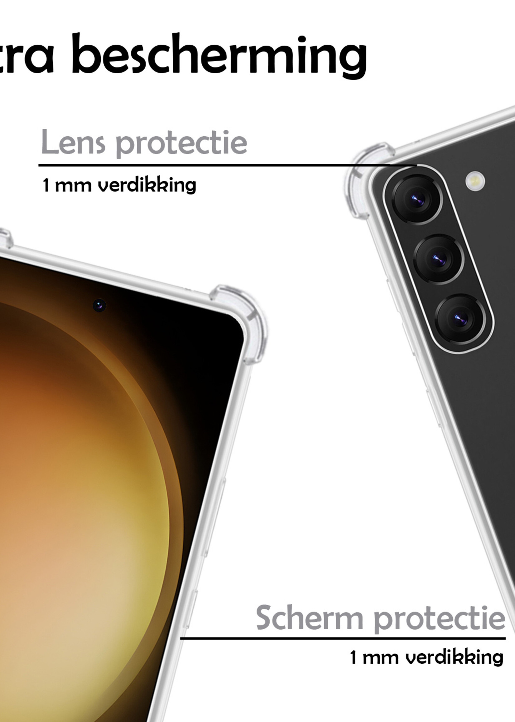 LUQ Hoesje Geschikt voor Samsung S23 Hoesje Shockproof Case Siliconen - Hoes Geschikt voor Samsung Galaxy S23 Hoes Cover Siliconen - Transparant - 2 Stuks