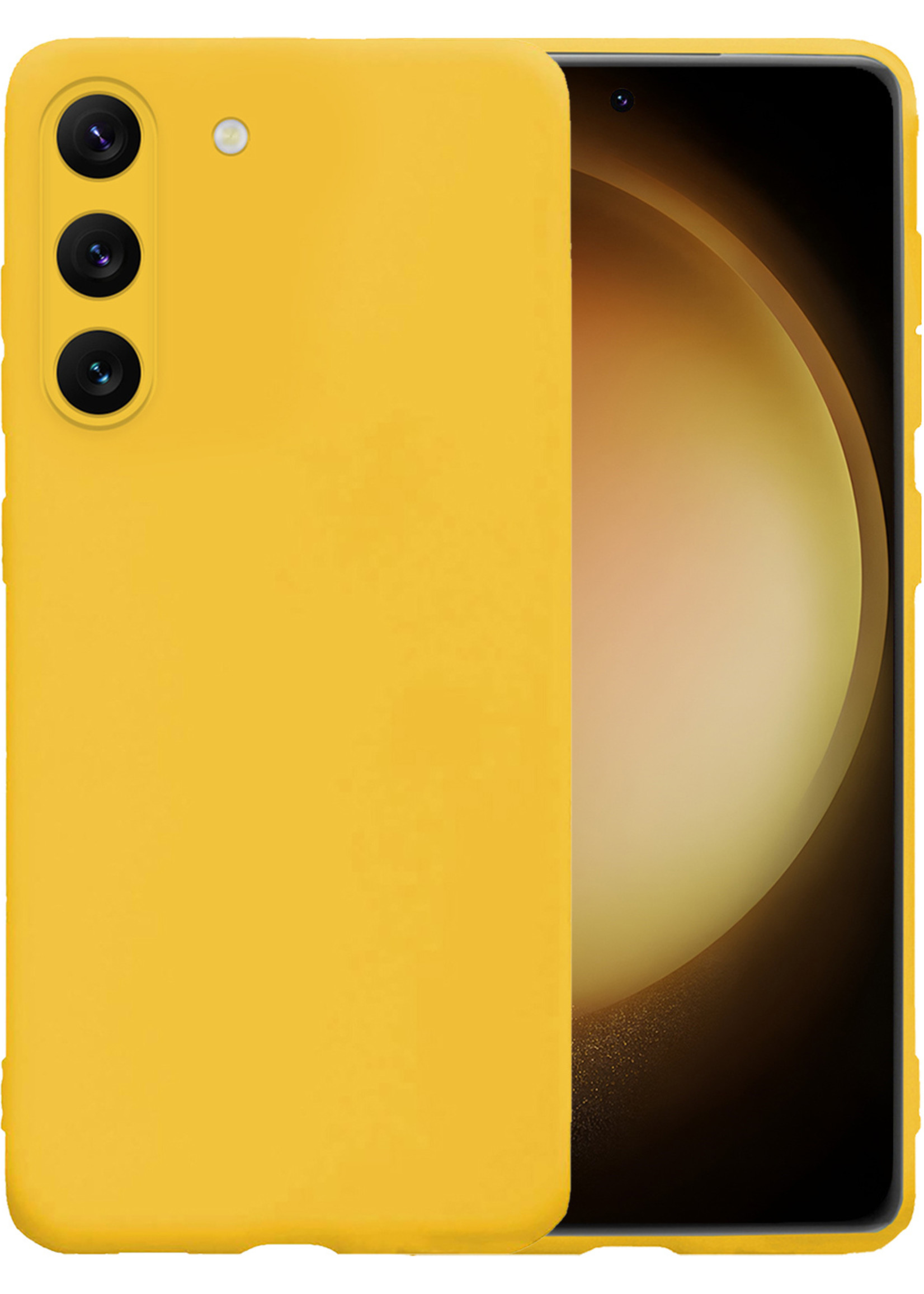 LUQ Hoesje Geschikt voor Samsung S23 Hoesje Siliconen Case - Hoes Geschikt voor Samsung Galaxy S23 Hoes Siliconen - Geel