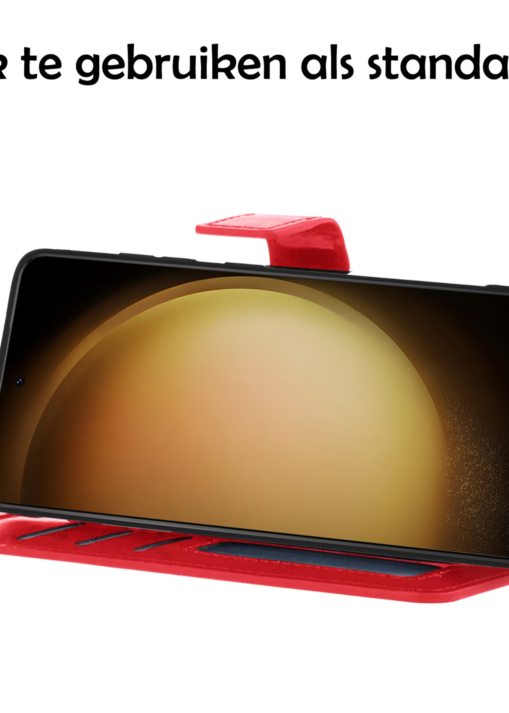 LUQ Hoesje Geschikt voor Samsung S23 Plus Hoesje Book Case Hoes Wallet Cover - Hoes Geschikt voor Samsung Galaxy S23 Plus Hoesje Bookcase Hoes - Rood