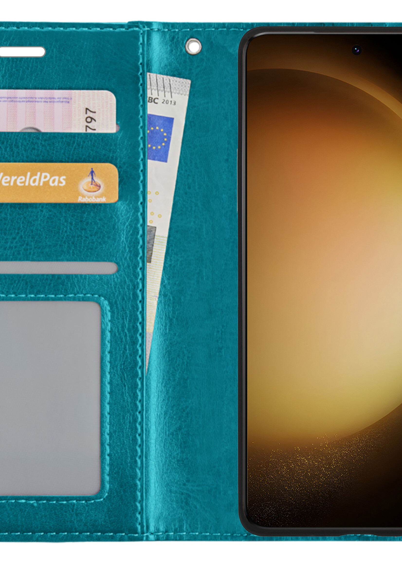 LUQ Hoesje Geschikt voor Samsung S23 Plus Hoesje Book Case Hoes Wallet Cover - Hoes Geschikt voor Samsung Galaxy S23 Plus Hoesje Bookcase Hoes - Turquoise