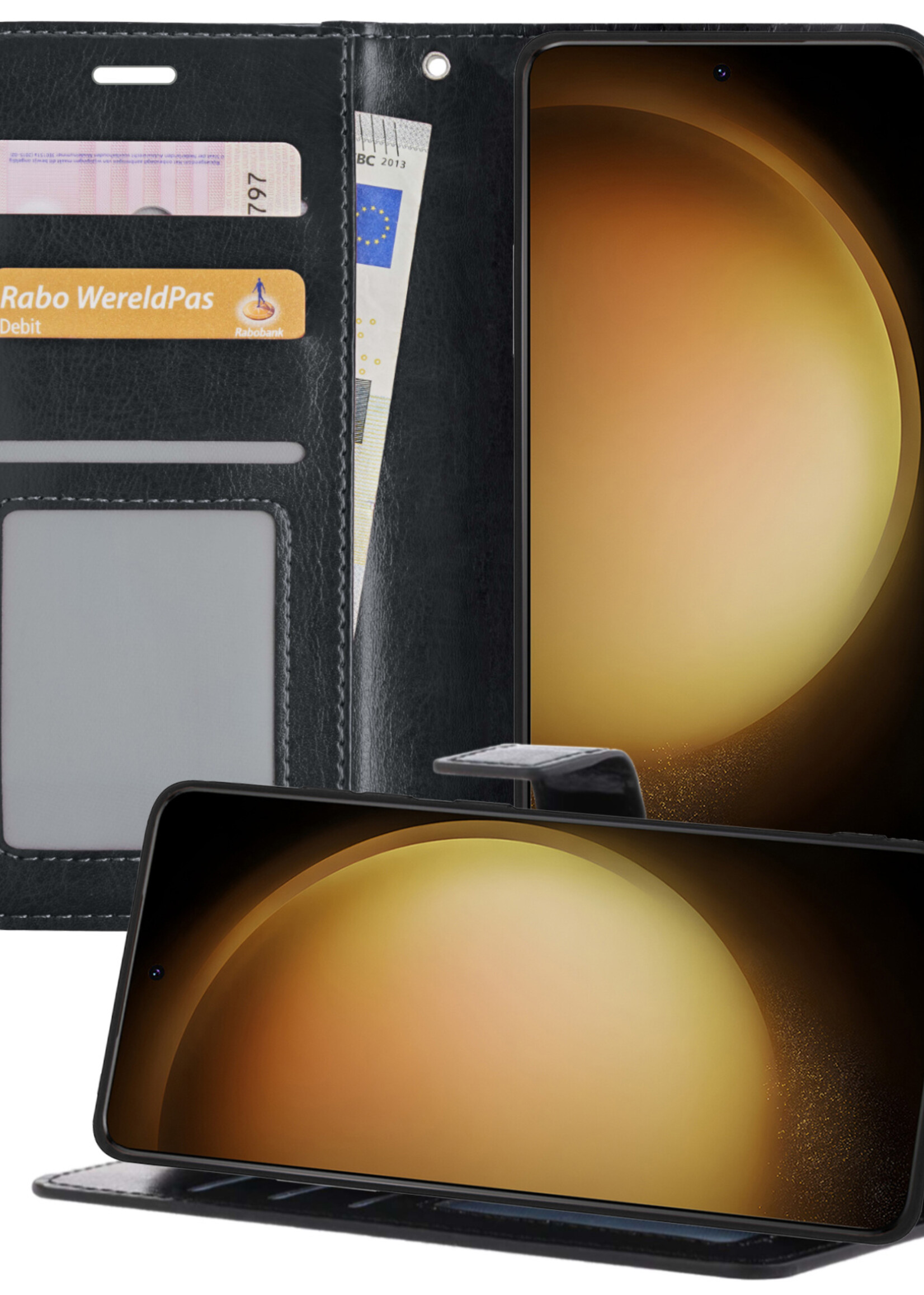 LUQ Hoesje Geschikt voor Samsung S23 Plus Hoesje Book Case Hoes Wallet Cover - Hoes Geschikt voor Samsung Galaxy S23 Plus Hoesje Bookcase Hoes - Zwart