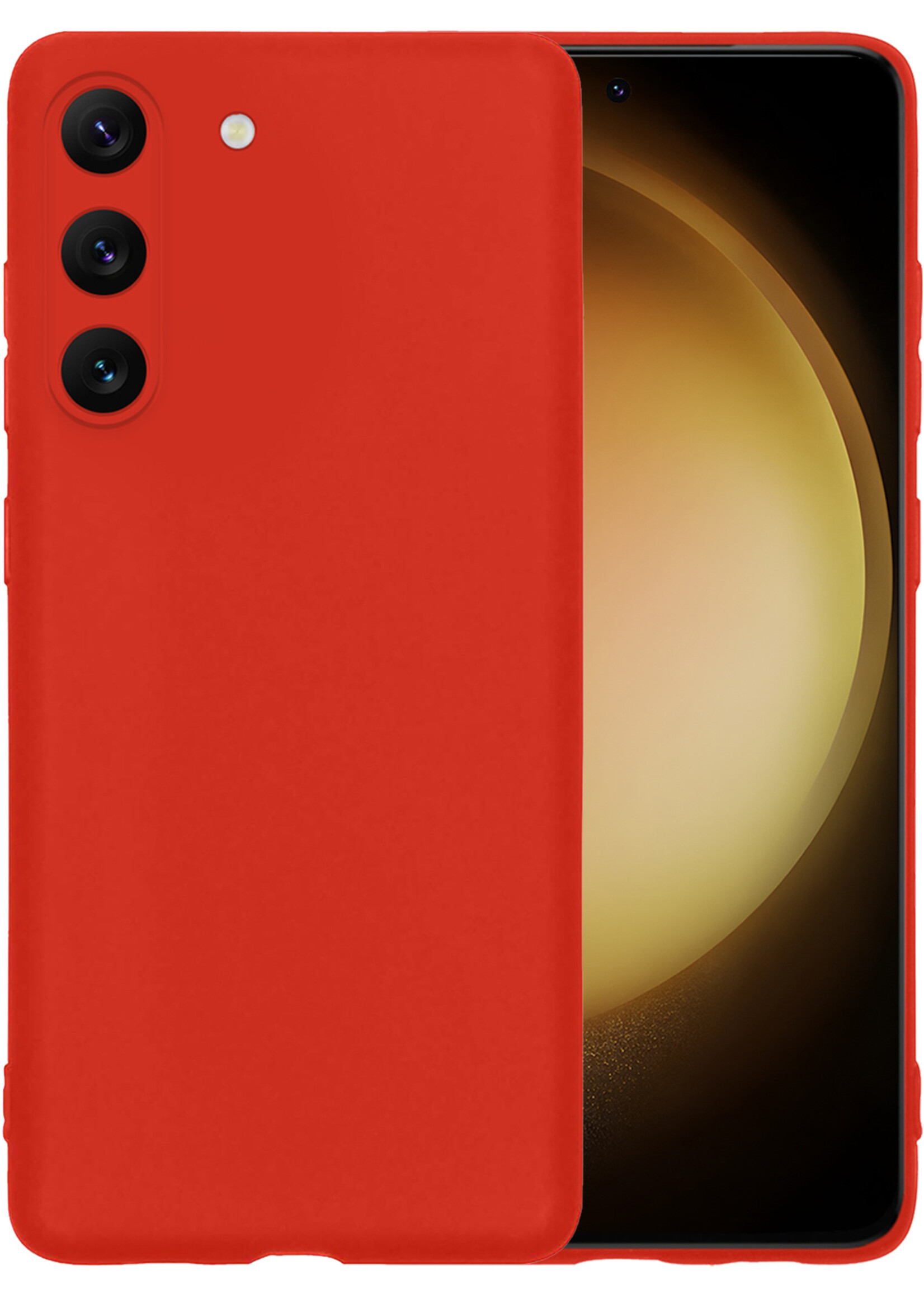 LUQ Hoesje Geschikt voor Samsung S23 Hoesje Siliconen Case - Hoes Geschikt voor Samsung Galaxy S23 Hoes Siliconen - Rood