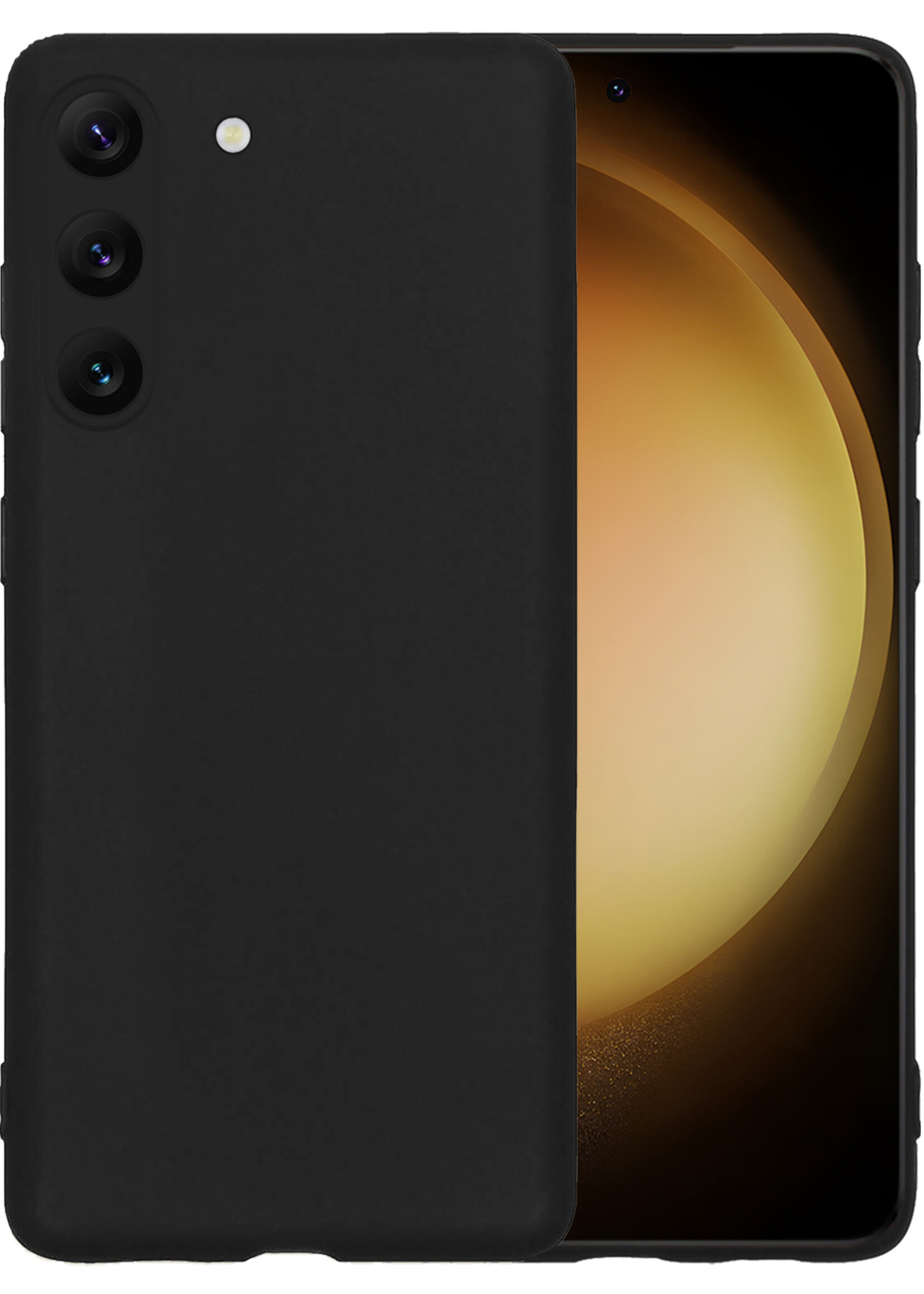 LUQ Hoesje Geschikt voor Samsung S23 Hoesje Siliconen Case - Hoes Geschikt voor Samsung Galaxy S23 Hoes Siliconen - Zwart