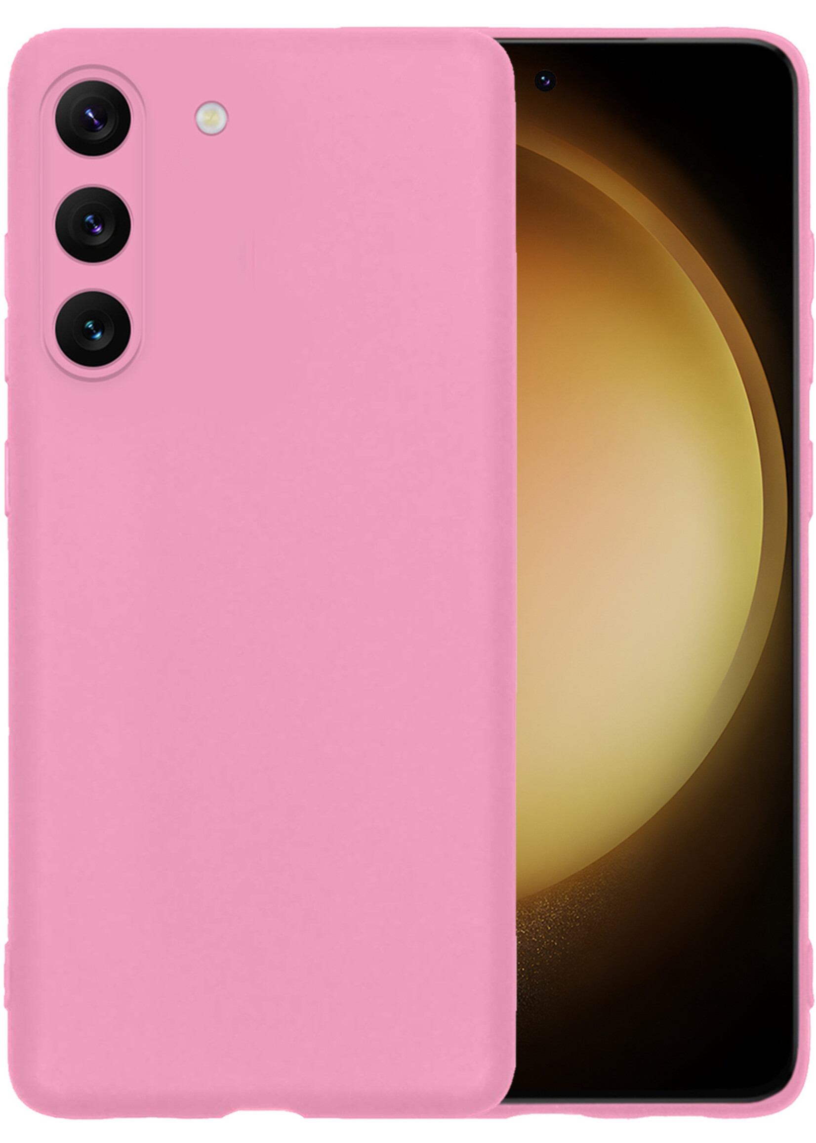 LUQ Hoesje Geschikt voor Samsung S23 Plus Hoesje Siliconen Case - Hoes Geschikt voor Samsung Galaxy S23 Plus Hoes Siliconen - Lichtroze