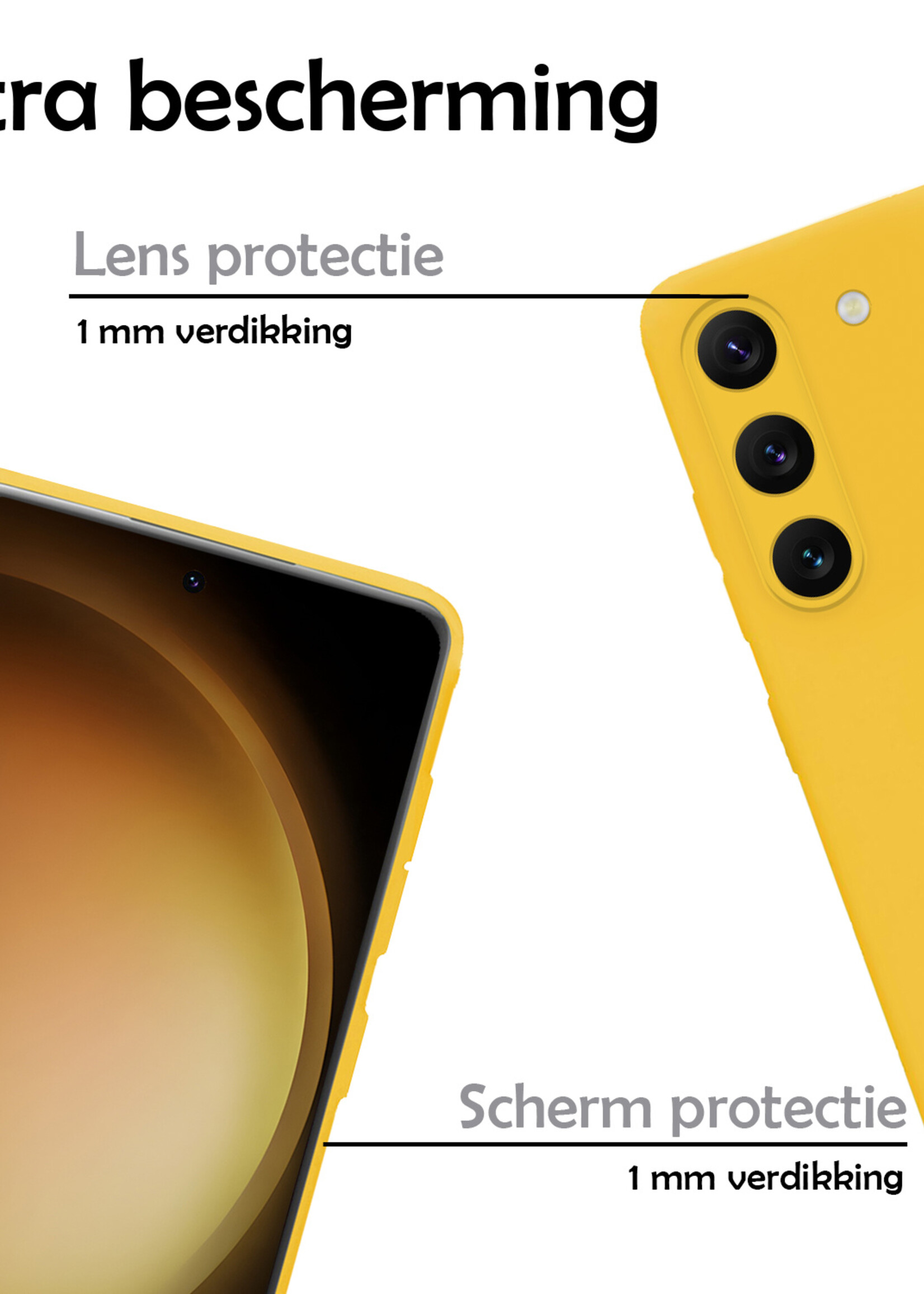 LUQ Hoesje Geschikt voor Samsung S23 Hoesje Siliconen Case - Hoes Geschikt voor Samsung Galaxy S23 Hoes Siliconen - Geel - 2 Stuks