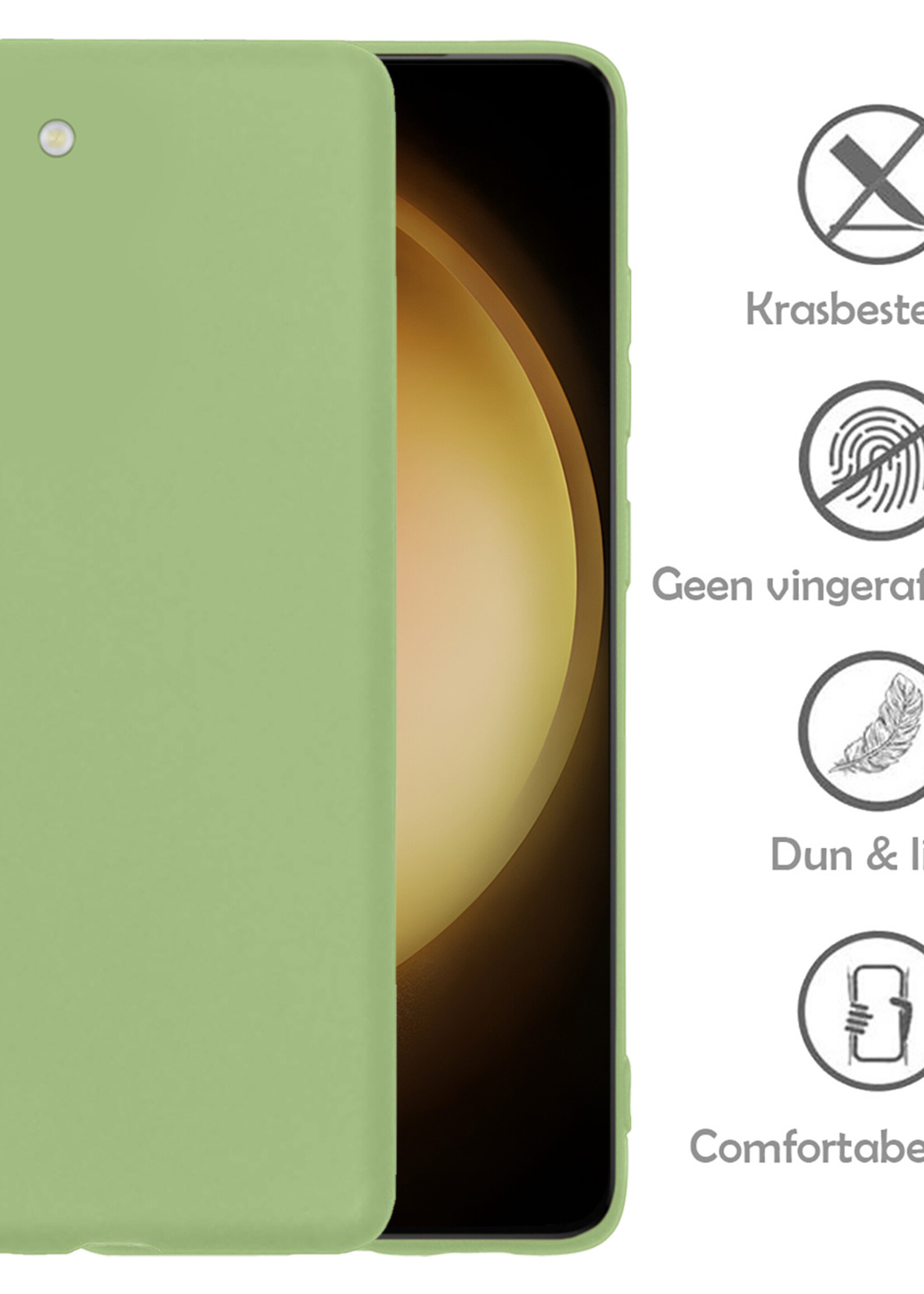 LUQ Hoesje Geschikt voor Samsung S23 Hoesje Siliconen Case - Hoes Geschikt voor Samsung Galaxy S23 Hoes Siliconen - Groen - 2 Stuks