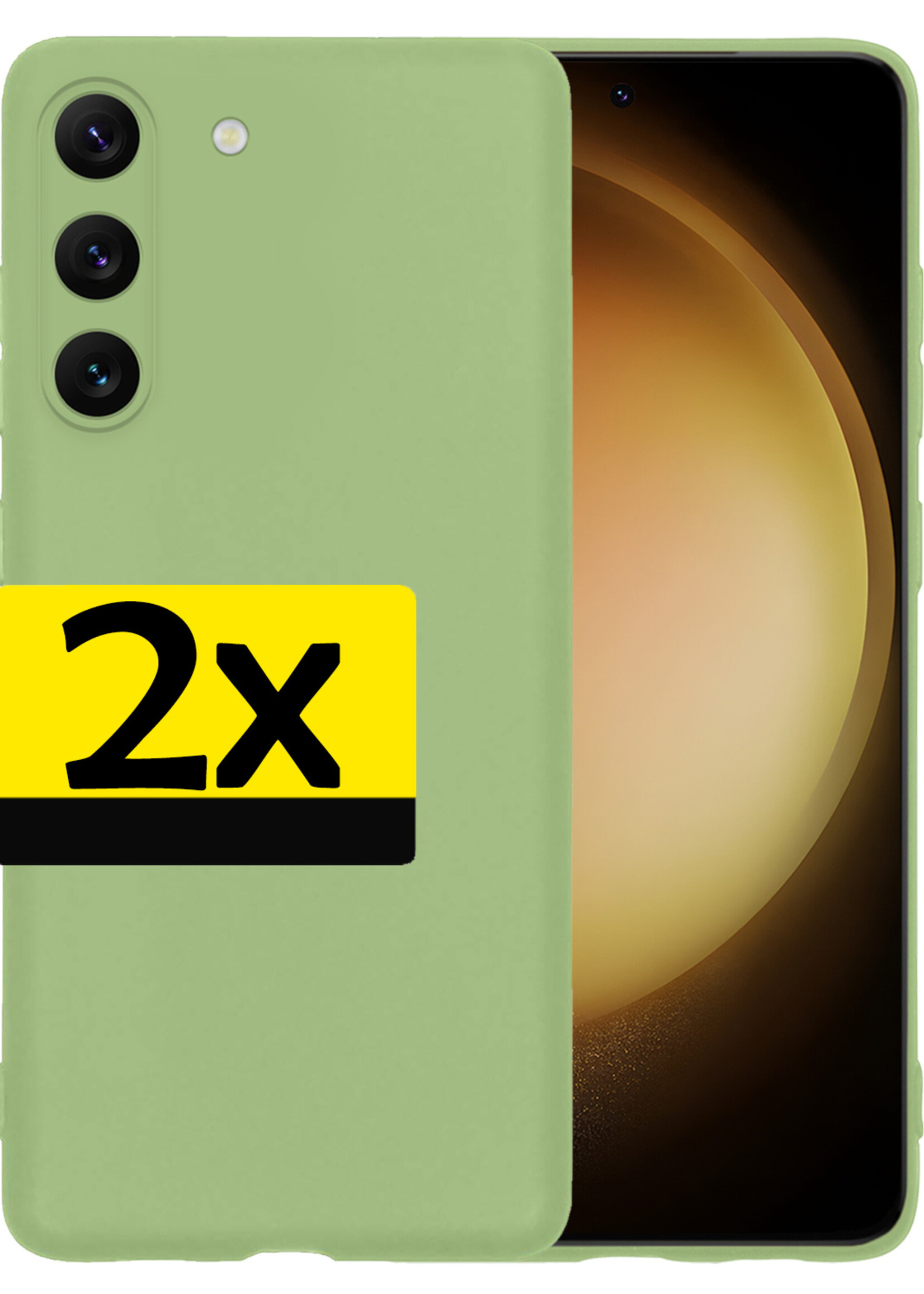 LUQ Hoesje Geschikt voor Samsung S23 Hoesje Siliconen Case - Hoes Geschikt voor Samsung Galaxy S23 Hoes Siliconen - Groen - 2 Stuks