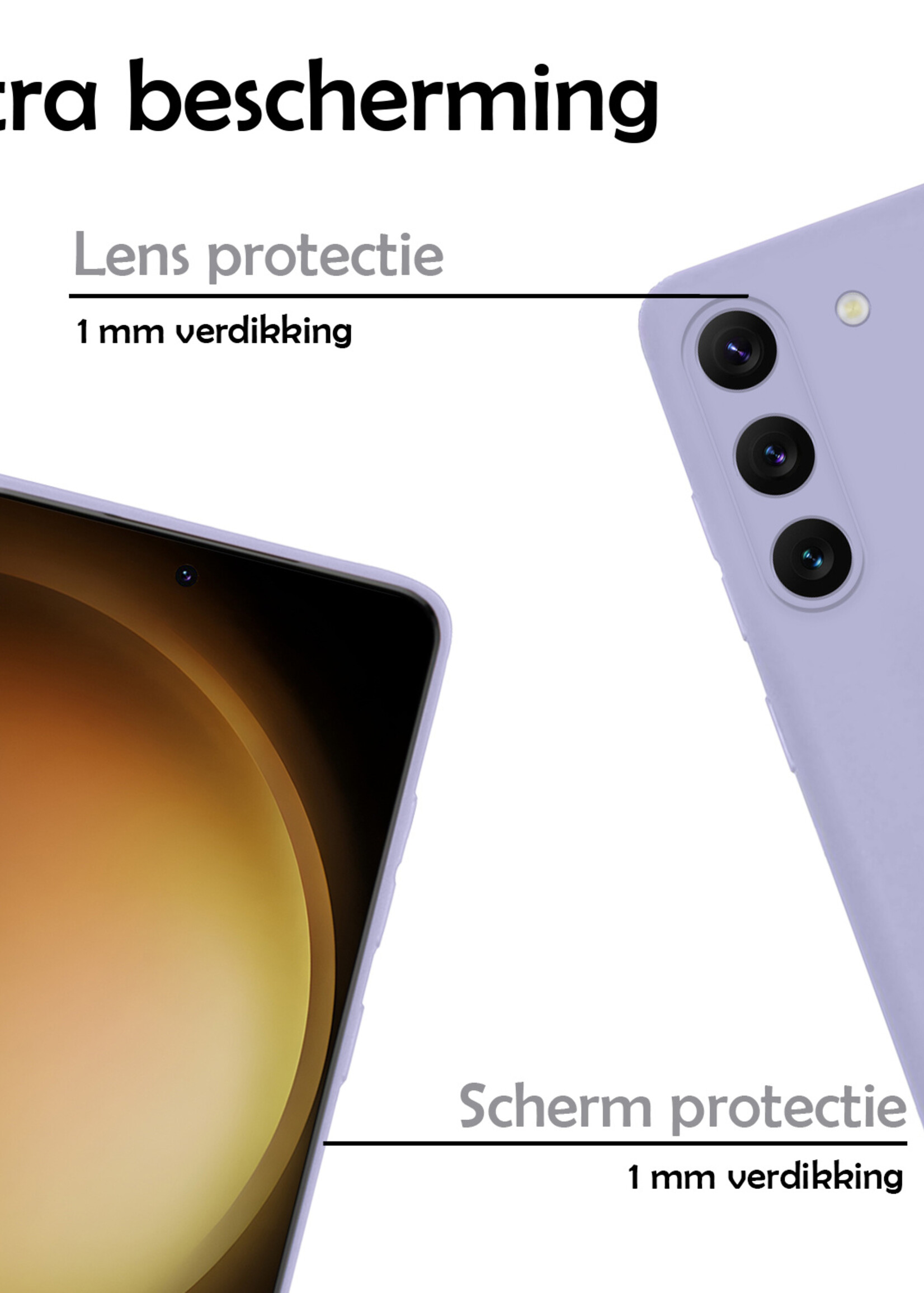 LUQ Hoesje Geschikt voor Samsung S23 Hoesje Siliconen Case - Hoes Geschikt voor Samsung Galaxy S23 Hoes Siliconen - Lila - 2 Stuks