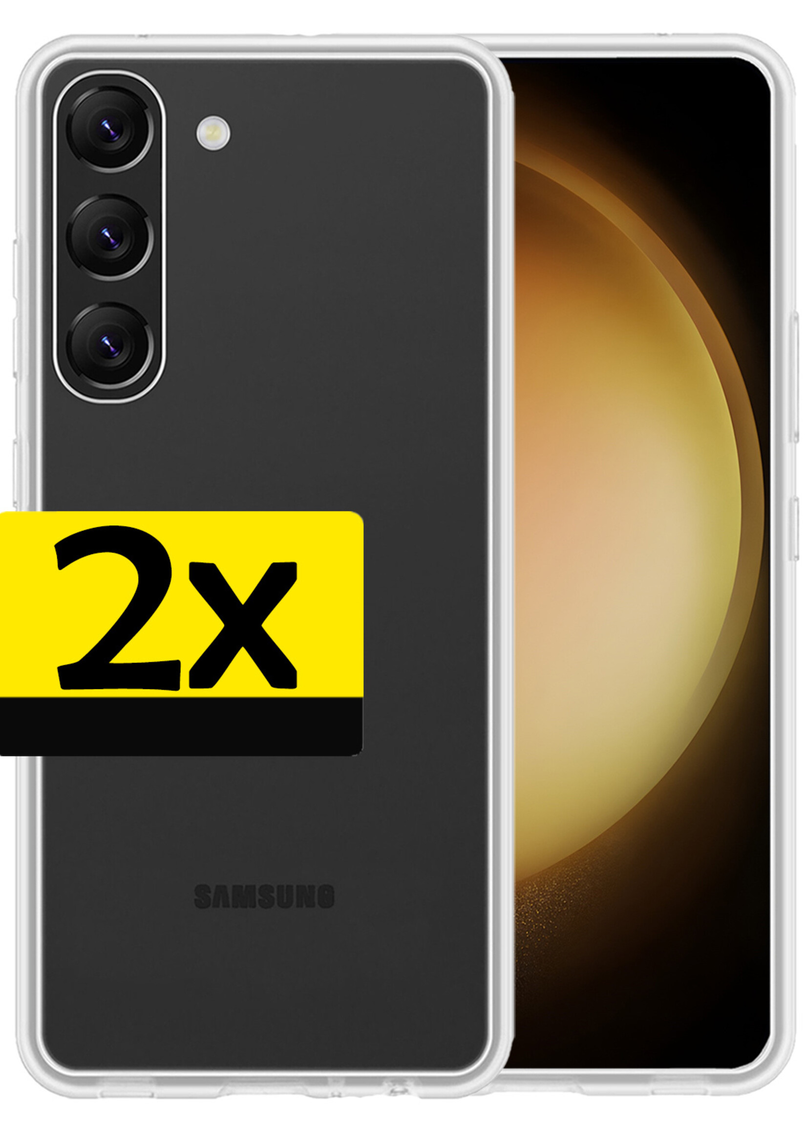 LUQ Hoesje Geschikt voor Samsung S23 Hoesje Siliconen Case - Hoes Geschikt voor Samsung Galaxy S23 Hoes Siliconen - Transparant - 2 Stuks