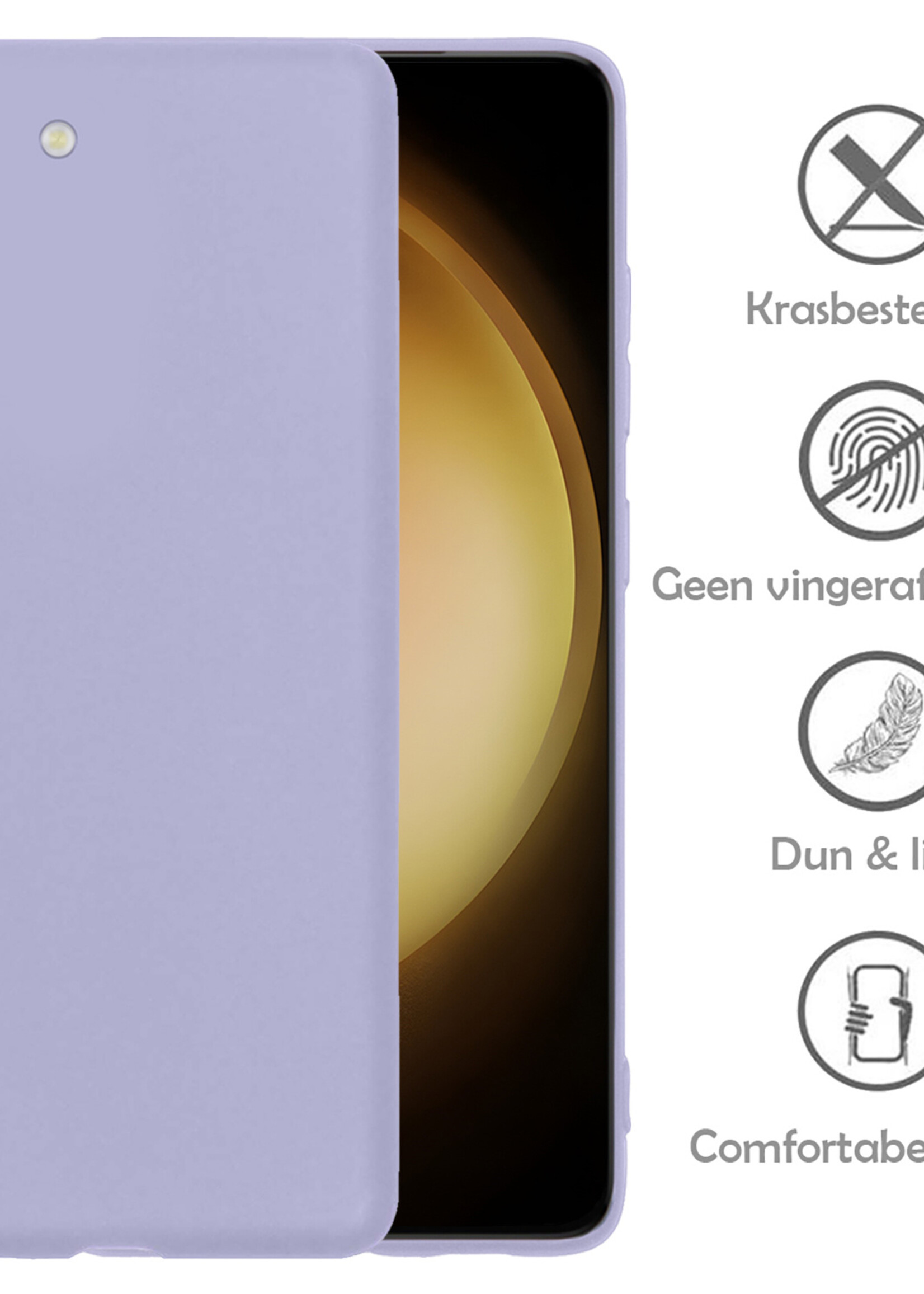 LUQ Hoesje Geschikt voor Samsung S23 Plus Hoesje Siliconen Case - Hoes Geschikt voor Samsung Galaxy S23 Plus Hoes Siliconen - Lila - 2 Stuks