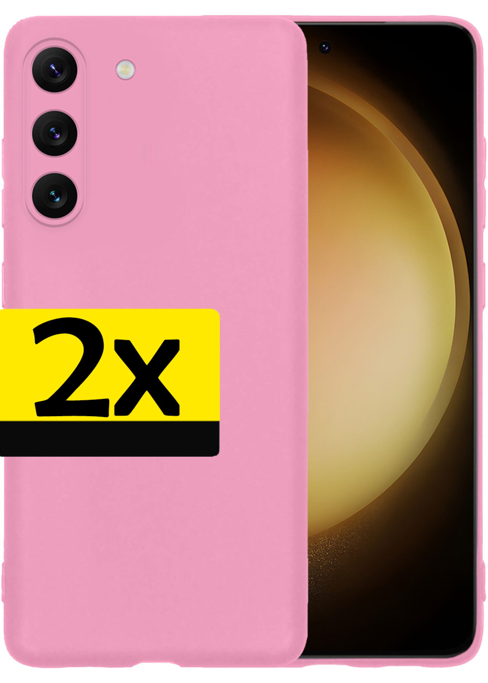 LUQ Hoesje Geschikt voor Samsung S23 Plus Hoesje Siliconen Case - Hoes Geschikt voor Samsung Galaxy S23 Plus Hoes Siliconen - Lichtroze - 2 Stuks