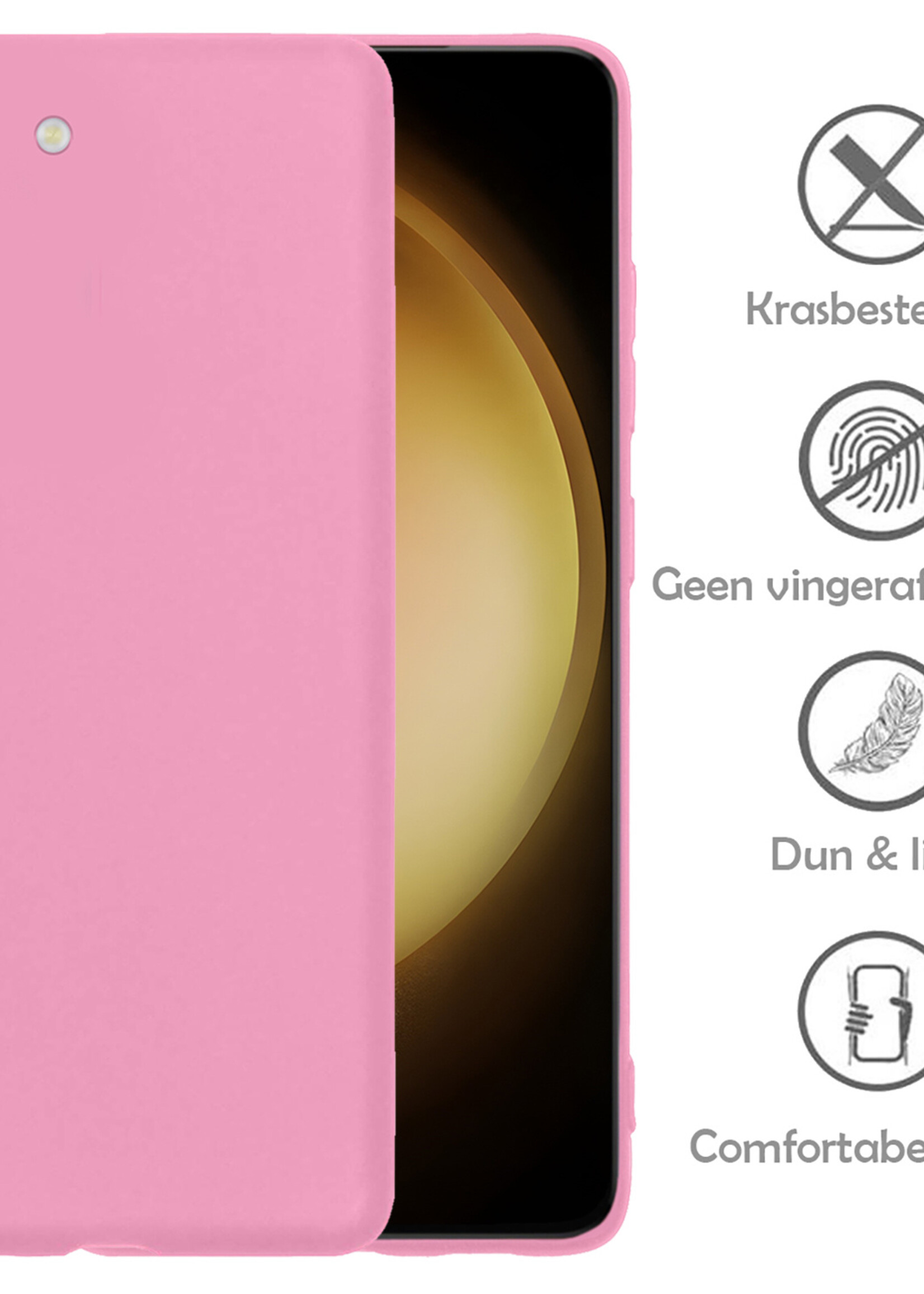 LUQ Hoesje Geschikt voor Samsung S23 Plus Hoesje Siliconen Case - Hoes Geschikt voor Samsung Galaxy S23 Plus Hoes Siliconen - Lichtroze - 2 Stuks