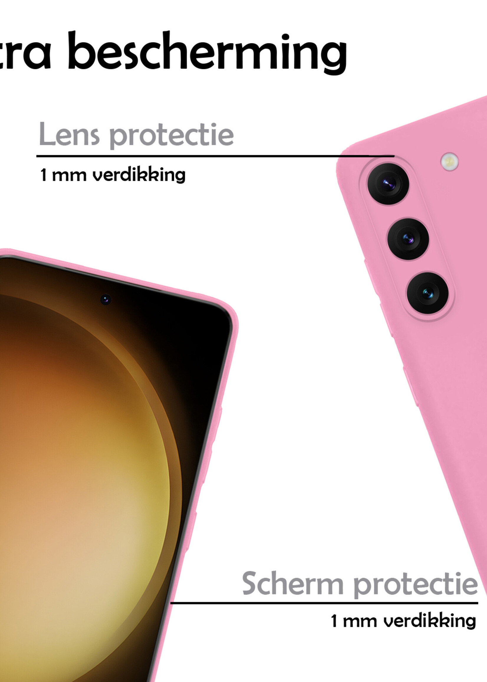 LUQ Hoesje Geschikt voor Samsung S23 Plus Hoesje Siliconen Case - Hoes Geschikt voor Samsung Galaxy S23 Plus Hoes Siliconen - Lichtroze - 2 Stuks