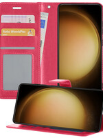 LUQ LUQ Samsung Galaxy S23 Ultra Hoesje Bookcase - Donkerroze