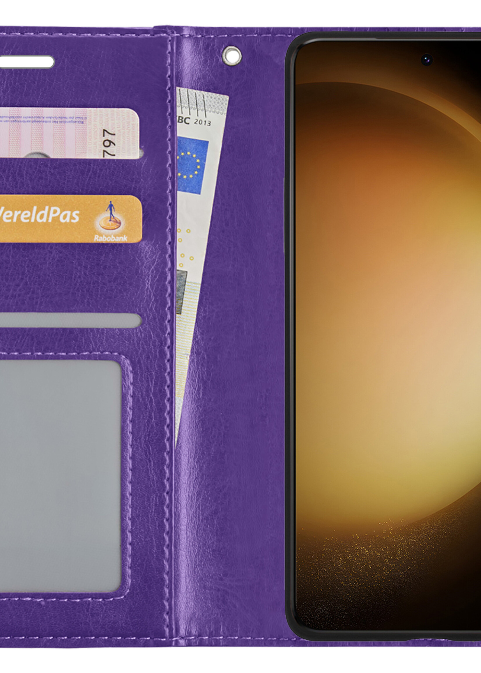 LUQ Hoesje Geschikt voor Samsung S23 Ultra Hoesje Book Case Hoes Wallet Cover - Hoes Geschikt voor Samsung Galaxy S23 Ultra Hoesje Bookcase Hoes - Paars