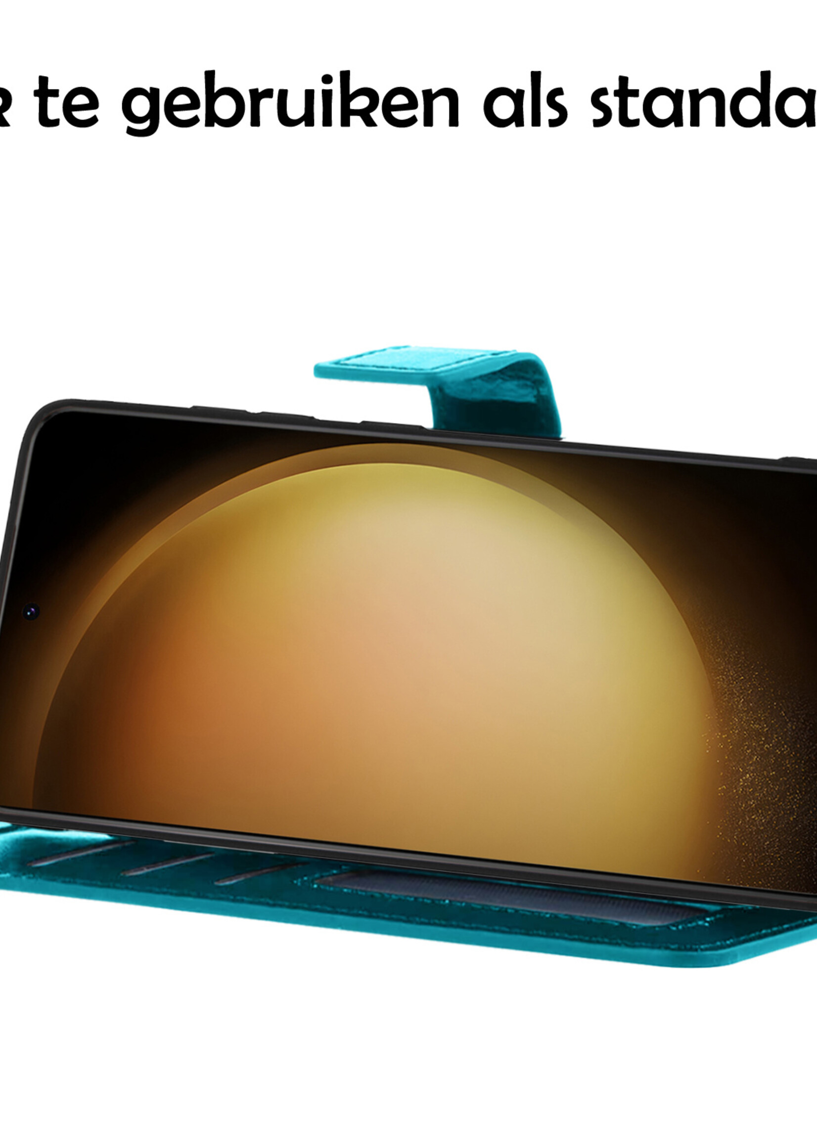 LUQ Hoesje Geschikt voor Samsung S23 Ultra Hoesje Book Case Hoes Wallet Cover - Hoes Geschikt voor Samsung Galaxy S23 Ultra Hoesje Bookcase Hoes - Turquoise