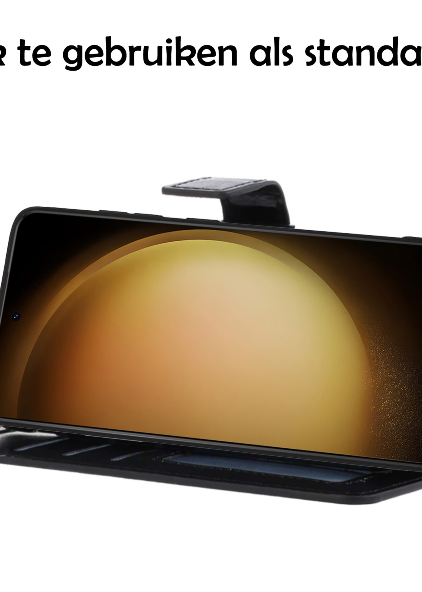 LUQ Hoesje Geschikt voor Samsung S23 Ultra Hoesje Book Case Hoes Wallet Cover - Hoes Geschikt voor Samsung Galaxy S23 Ultra Hoesje Bookcase Hoes - Zwart