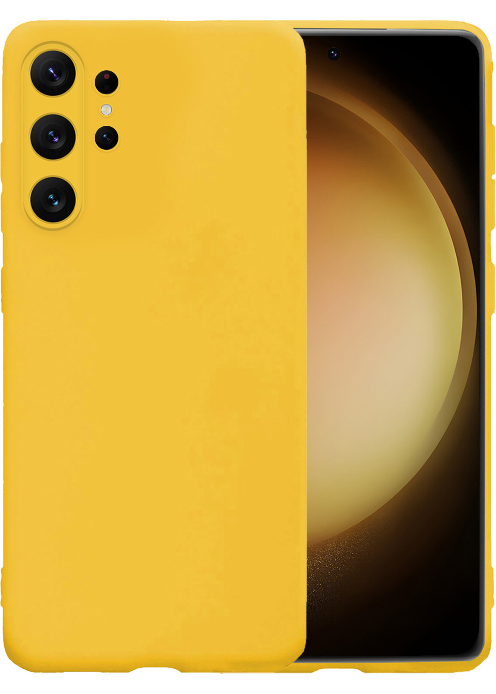 LUQ Hoesje Geschikt voor Samsung S23 Ultra Hoesje Siliconen Case - Hoes Geschikt voor Samsung Galaxy S23 Ultra Hoes Siliconen - Geel