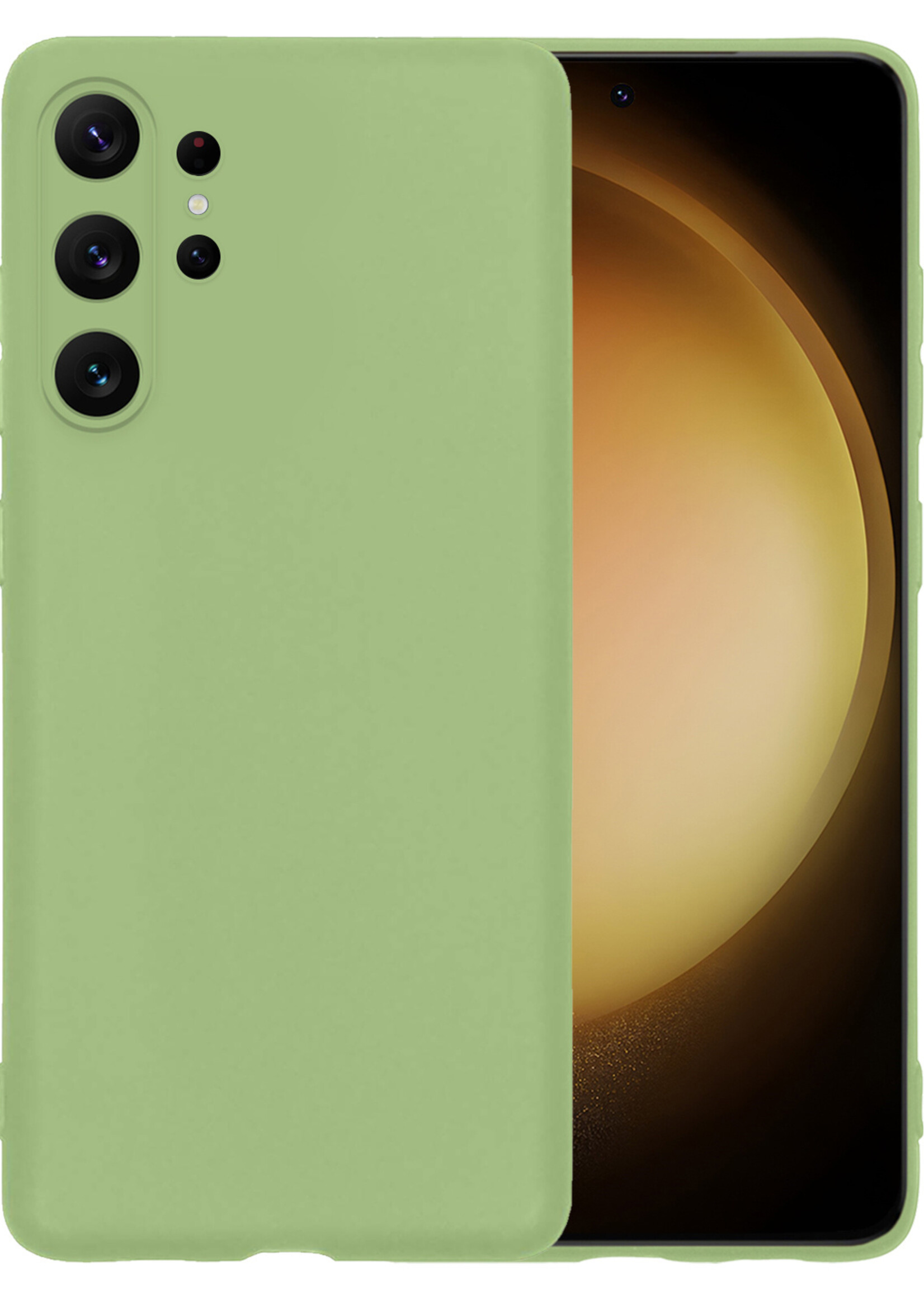 LUQ Hoesje Geschikt voor Samsung S23 Ultra Hoesje Siliconen Case - Hoes Geschikt voor Samsung Galaxy S23 Ultra Hoes Siliconen - Groen