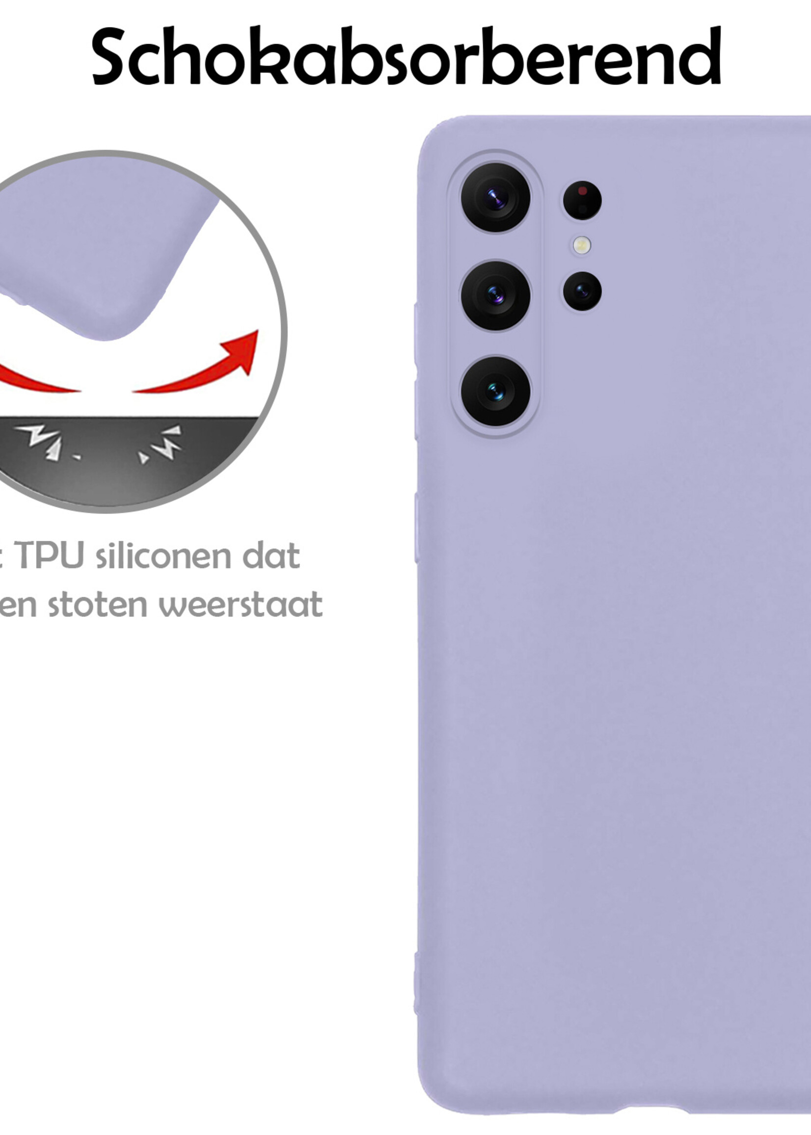 LUQ Hoesje Geschikt voor Samsung S23 Ultra Hoesje Siliconen Case - Hoes Geschikt voor Samsung Galaxy S23 Ultra Hoes Siliconen - Lila
