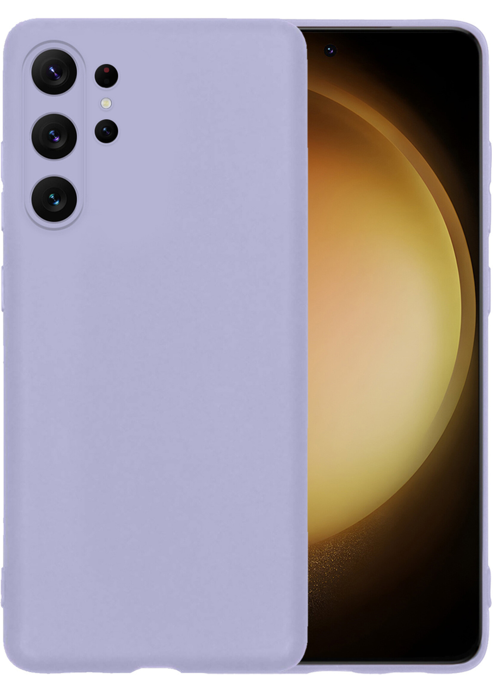 LUQ Hoesje Geschikt voor Samsung S23 Ultra Hoesje Siliconen Case - Hoes Geschikt voor Samsung Galaxy S23 Ultra Hoes Siliconen - Lila