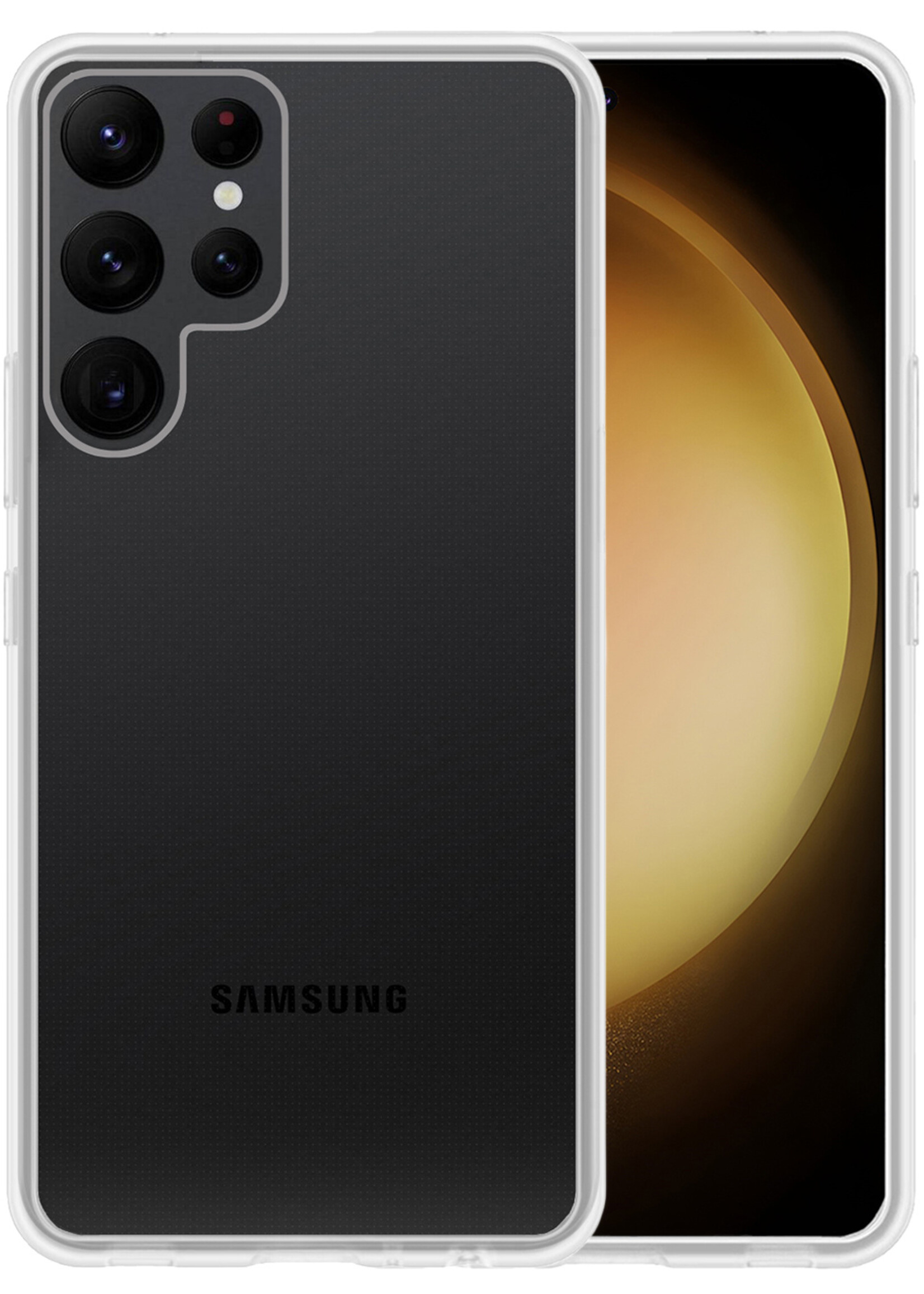 LUQ Hoesje Geschikt voor Samsung S23 Ultra Hoesje Siliconen Case - Hoes Geschikt voor Samsung Galaxy S23 Ultra Hoes Siliconen - Transparant