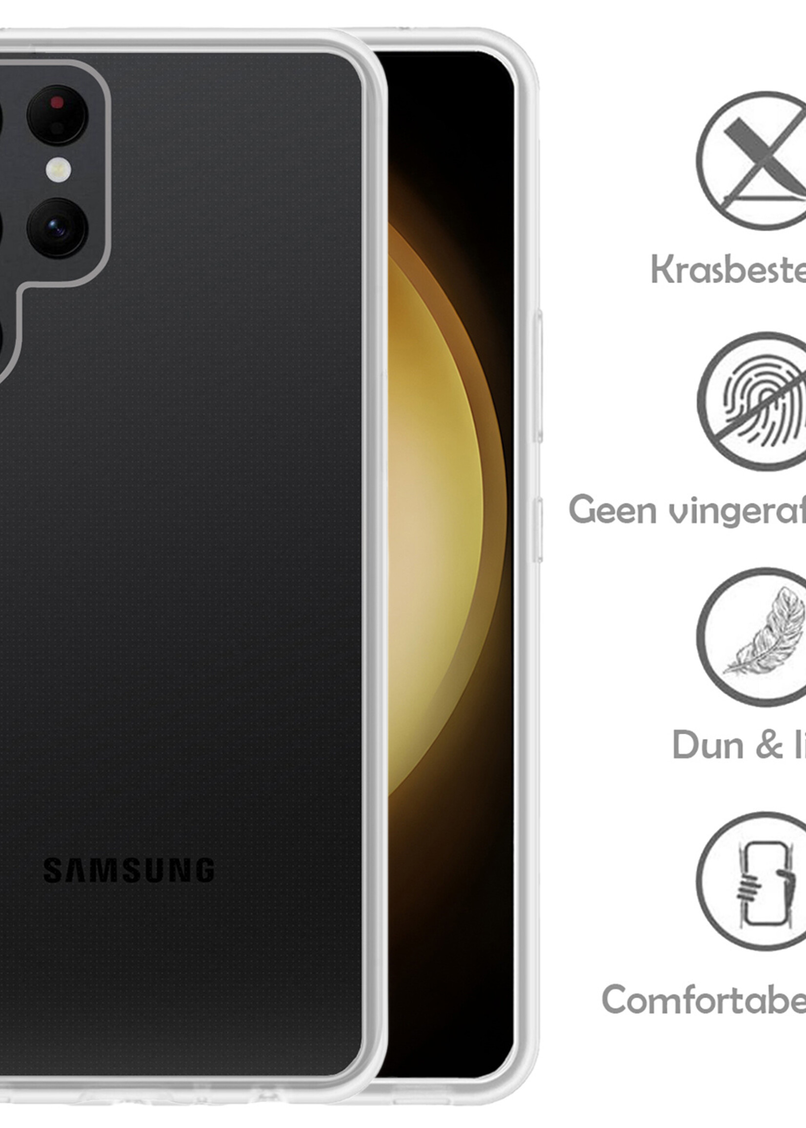 LUQ Hoesje Geschikt voor Samsung S23 Ultra Hoesje Siliconen Case - Hoes Geschikt voor Samsung Galaxy S23 Ultra Hoes Siliconen - Transparant