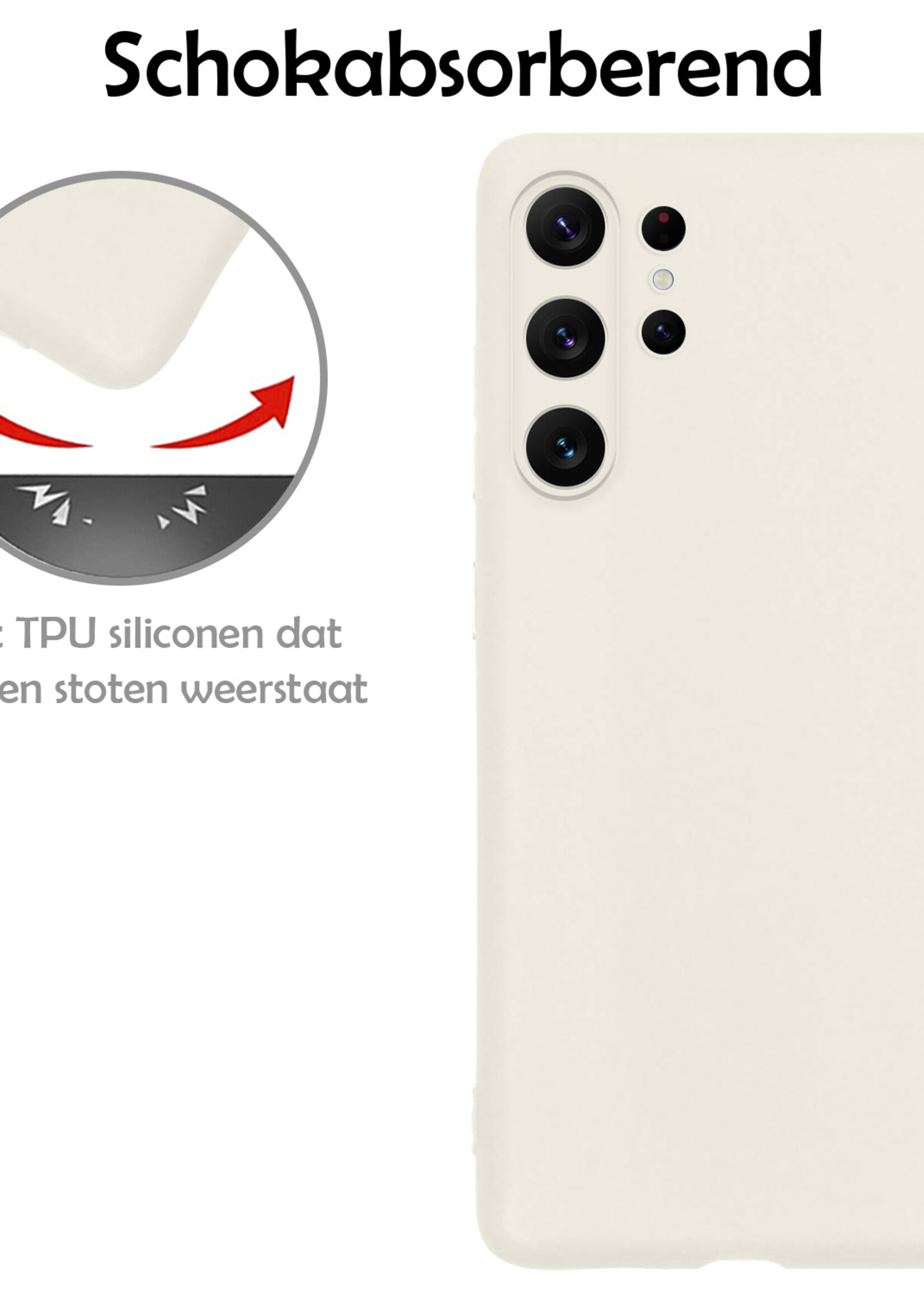 LUQ Hoesje Geschikt voor Samsung S23 Ultra Hoesje Siliconen Case - Hoes Geschikt voor Samsung Galaxy S23 Ultra Hoes Siliconen - Wit