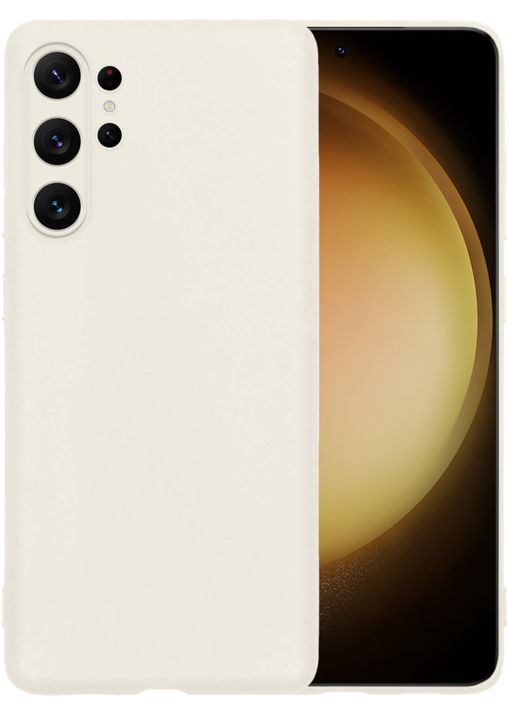 LUQ Hoesje Geschikt voor Samsung S23 Ultra Hoesje Siliconen Case - Hoes Geschikt voor Samsung Galaxy S23 Ultra Hoes Siliconen - Wit