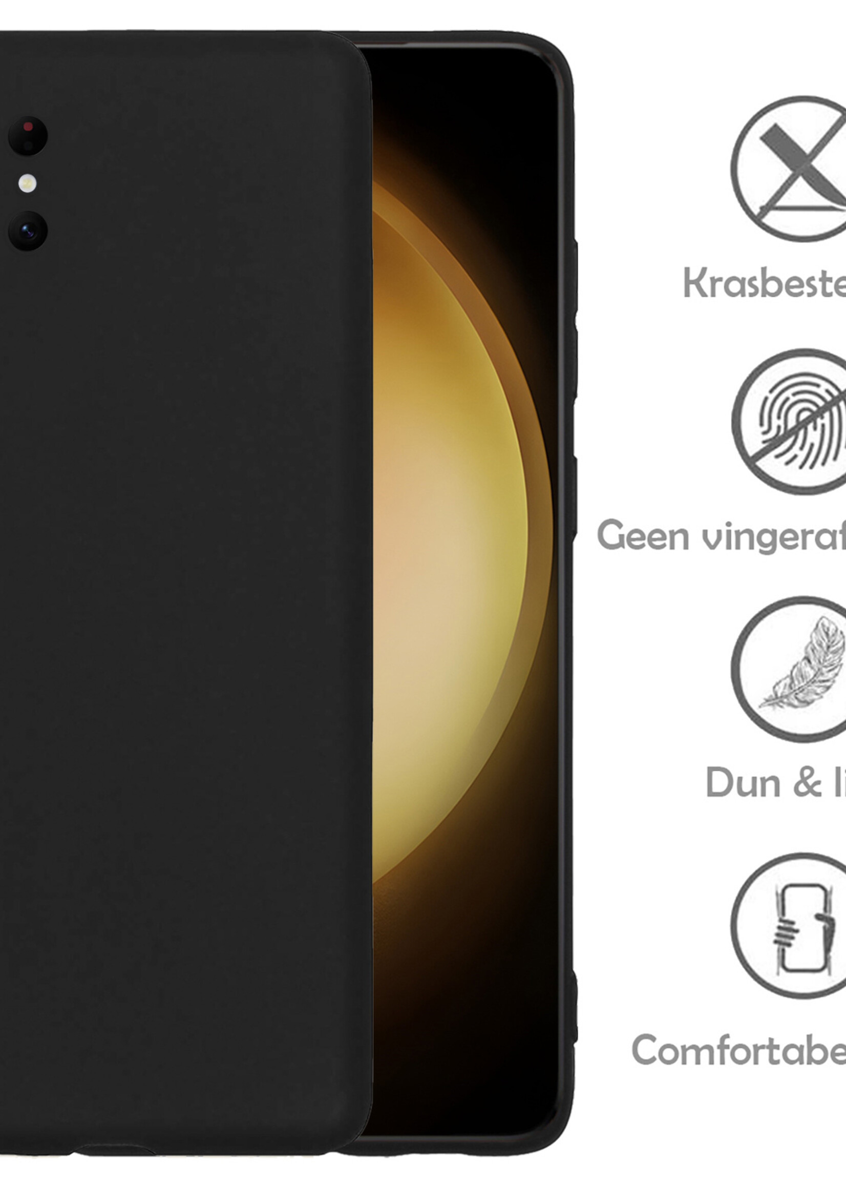 LUQ Hoesje Geschikt voor Samsung S23 Ultra Hoesje Siliconen Case - Hoes Geschikt voor Samsung Galaxy S23 Ultra Hoes Siliconen - Zwart