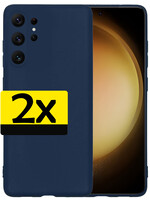 LUQ LUQ Samsung Galaxy S23 Ultra Hoesje Siliconen - Donkerblauw - 2 PACK