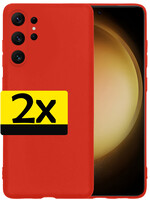 LUQ LUQ Samsung Galaxy S23 Ultra Hoesje Siliconen - Rood - 2 PACK
