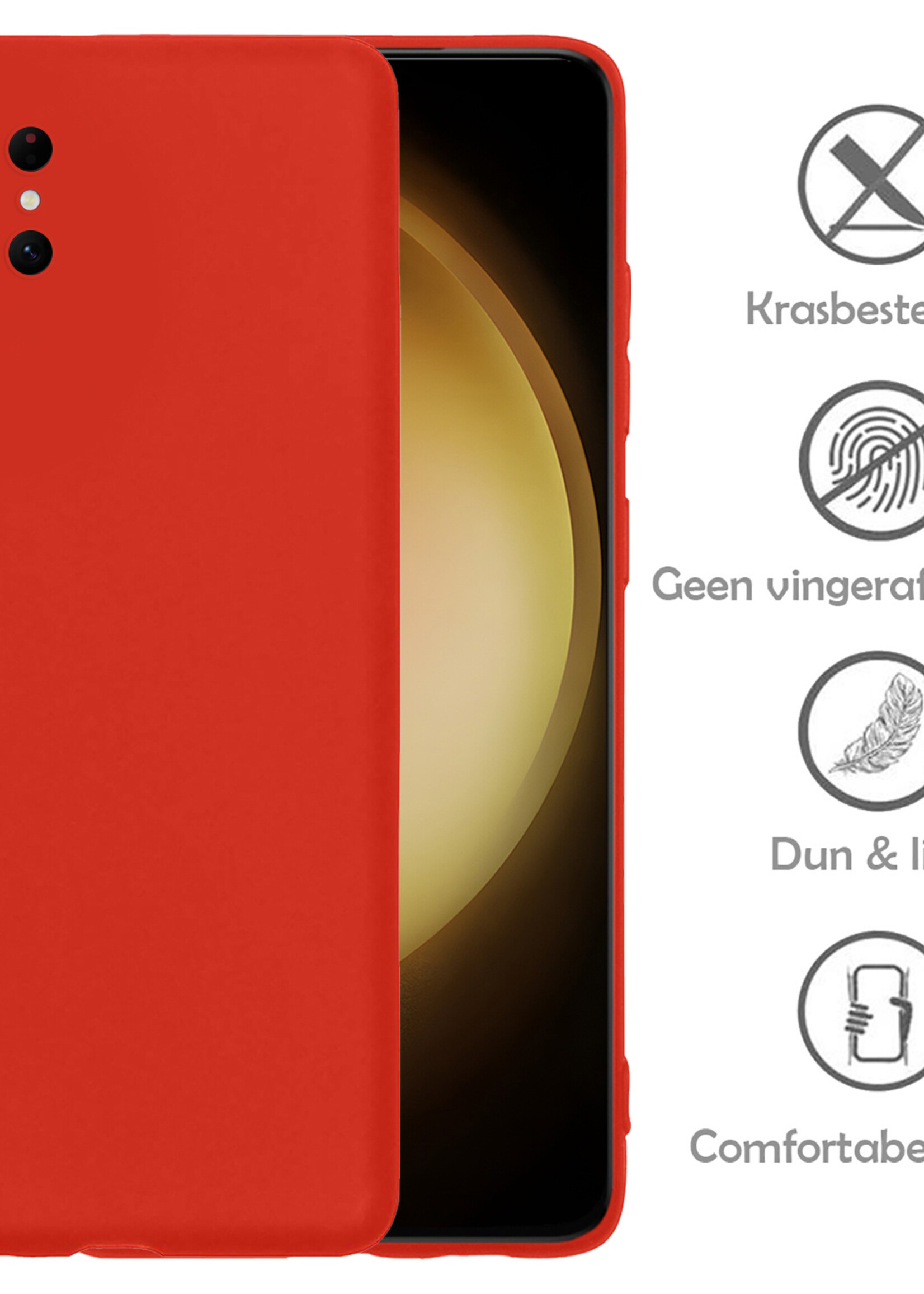 LUQ Hoesje Geschikt voor Samsung S23 Ultra Hoesje Siliconen Case - Hoes Geschikt voor Samsung Galaxy S23 Ultra Hoes Siliconen - Rood - 2 Stuks