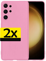 LUQ LUQ Samsung Galaxy S23 Ultra Hoesje Siliconen - Lichtroze - 2 PACK