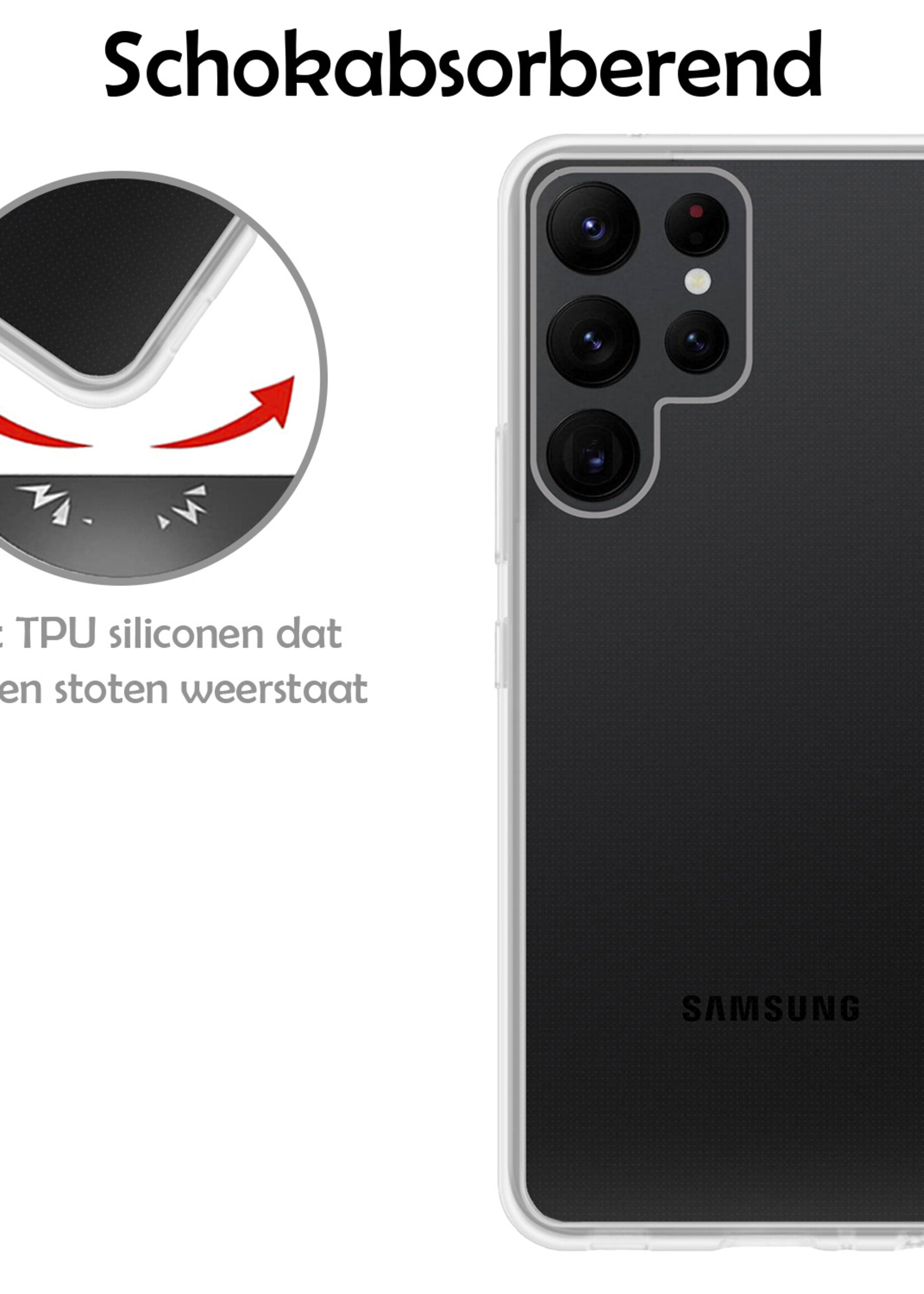 LUQ Hoesje Geschikt voor Samsung S23 Ultra Hoesje Siliconen Case - Hoes Geschikt voor Samsung Galaxy S23 Ultra Hoes Siliconen - Transparant - 2 Stuks