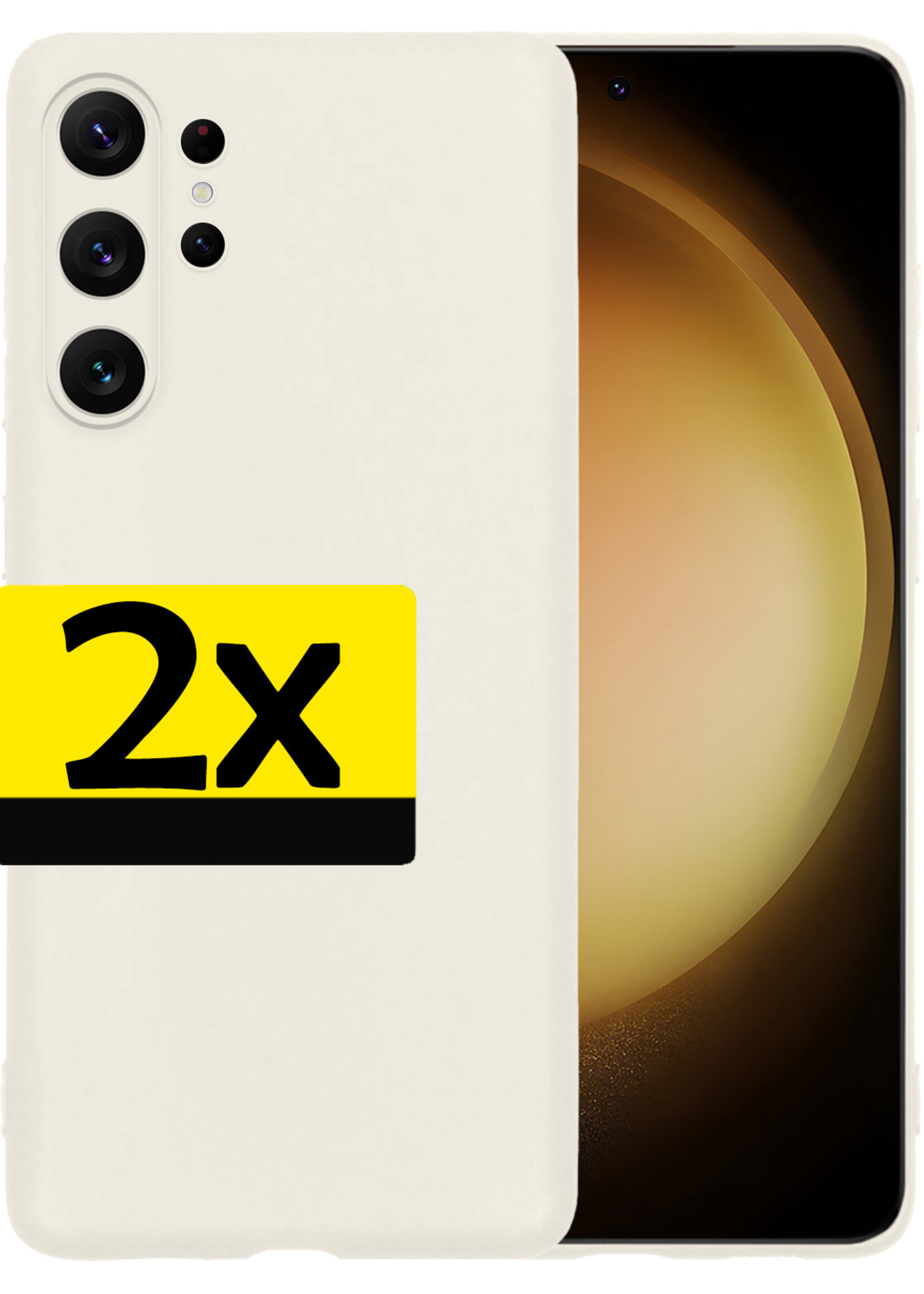 LUQ Hoesje Geschikt voor Samsung S23 Ultra Hoesje Siliconen Case - Hoes Geschikt voor Samsung Galaxy S23 Ultra Hoes Siliconen - Wit - 2 Stuks