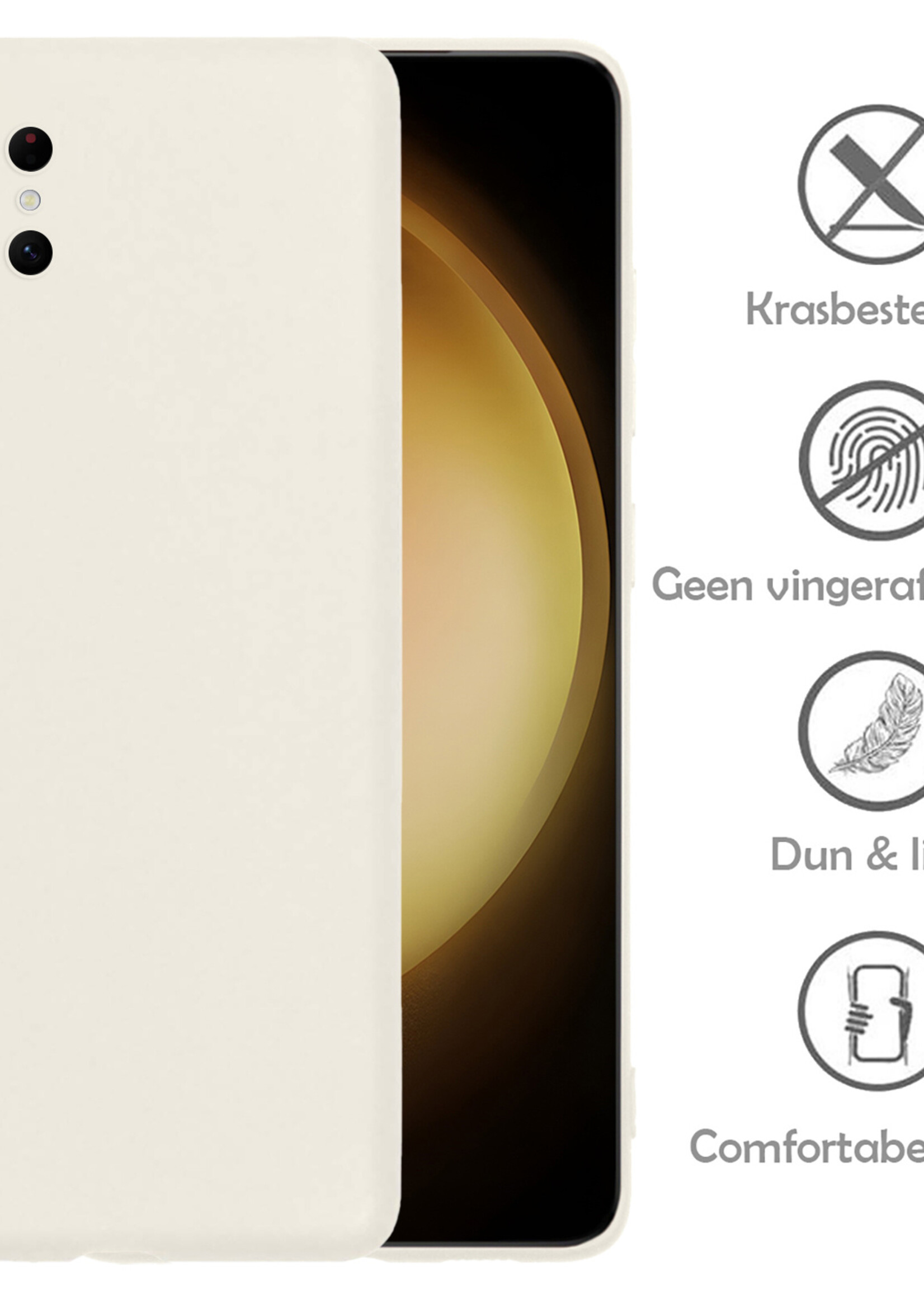 LUQ Hoesje Geschikt voor Samsung S23 Ultra Hoesje Siliconen Case - Hoes Geschikt voor Samsung Galaxy S23 Ultra Hoes Siliconen - Wit - 2 Stuks