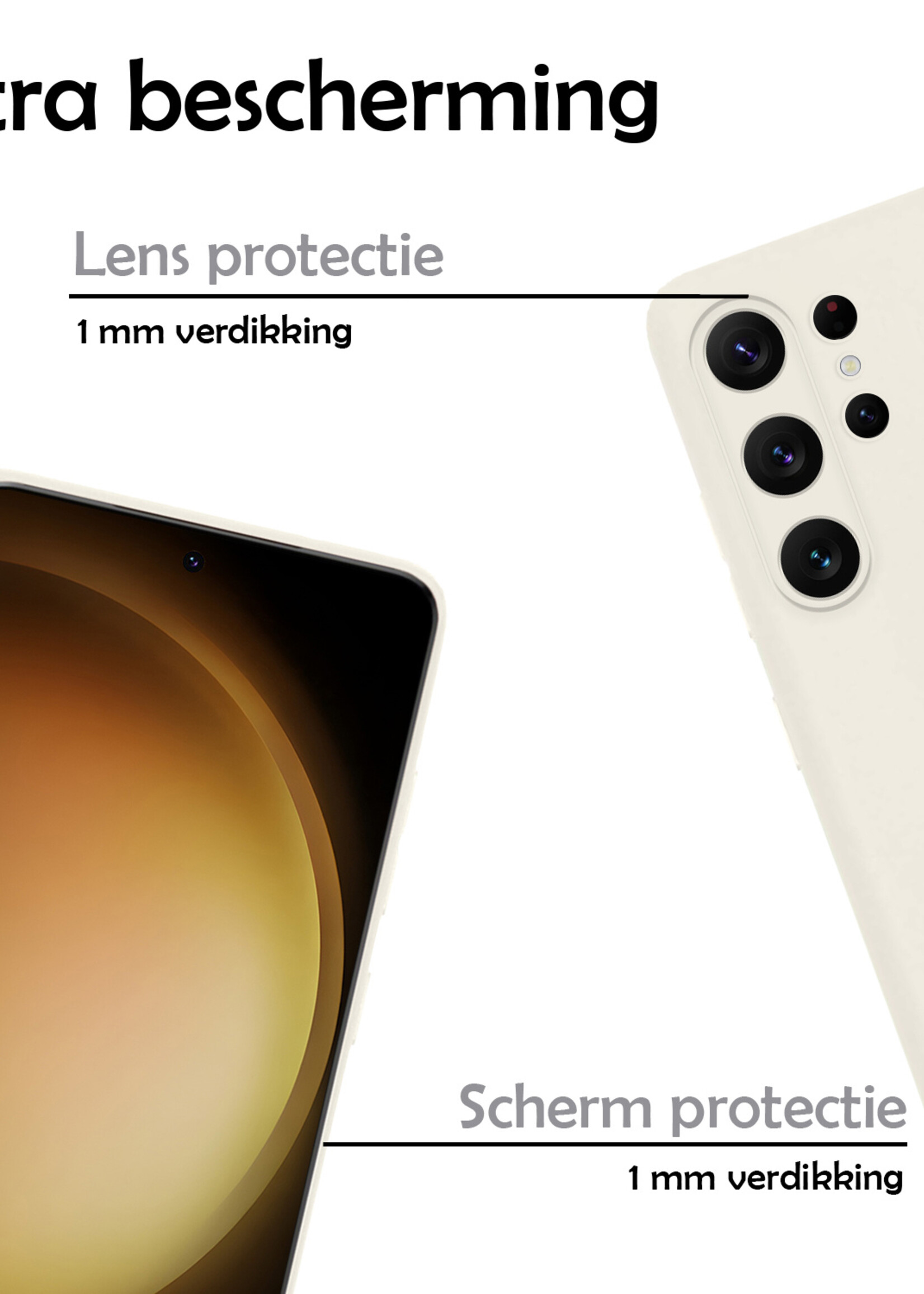 LUQ Hoesje Geschikt voor Samsung S23 Ultra Hoesje Siliconen Case - Hoes Geschikt voor Samsung Galaxy S23 Ultra Hoes Siliconen - Wit - 2 Stuks